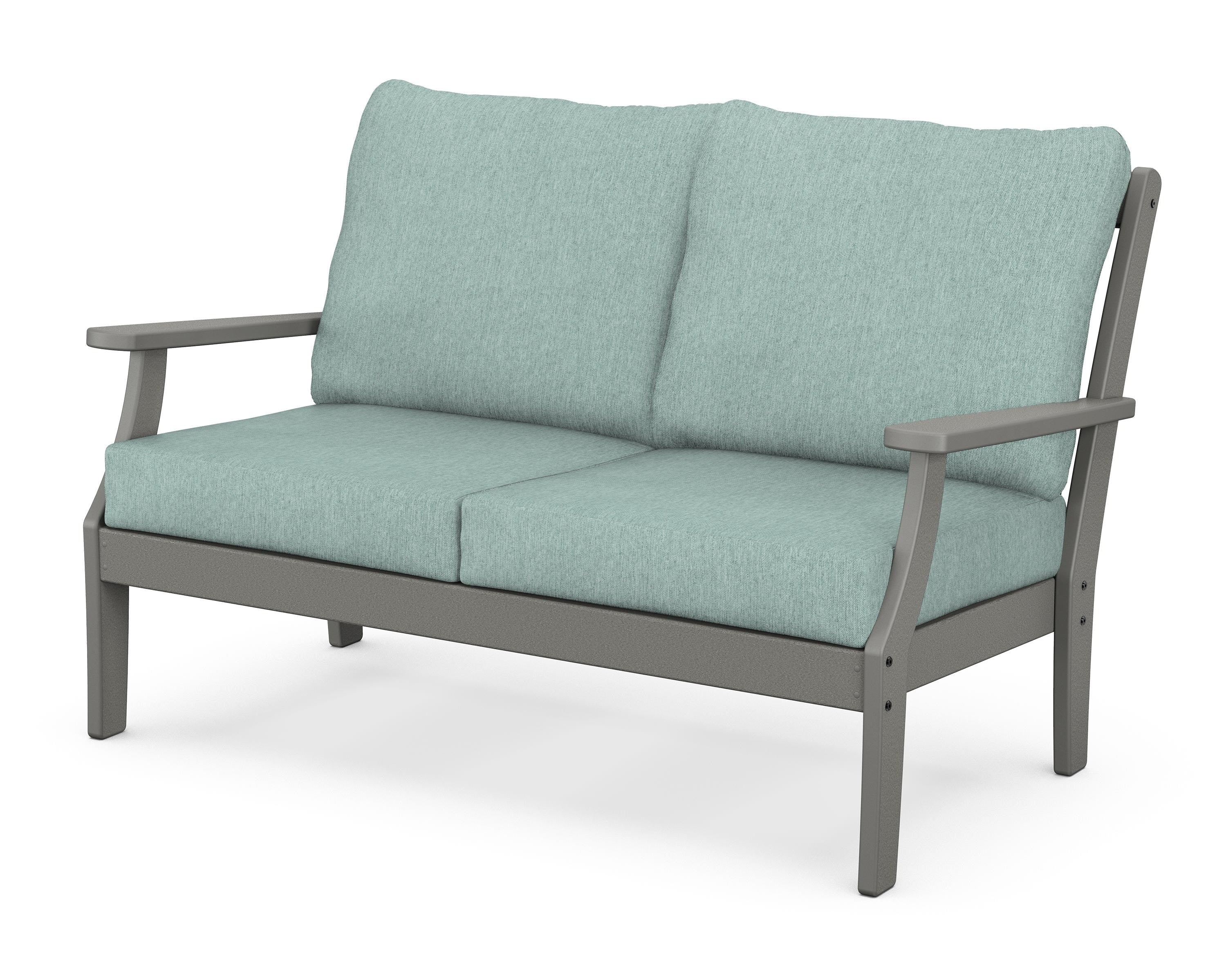 POLYWOOD® Braxton Deep Seating Loveseat in Slate Grey / Glacier Spa