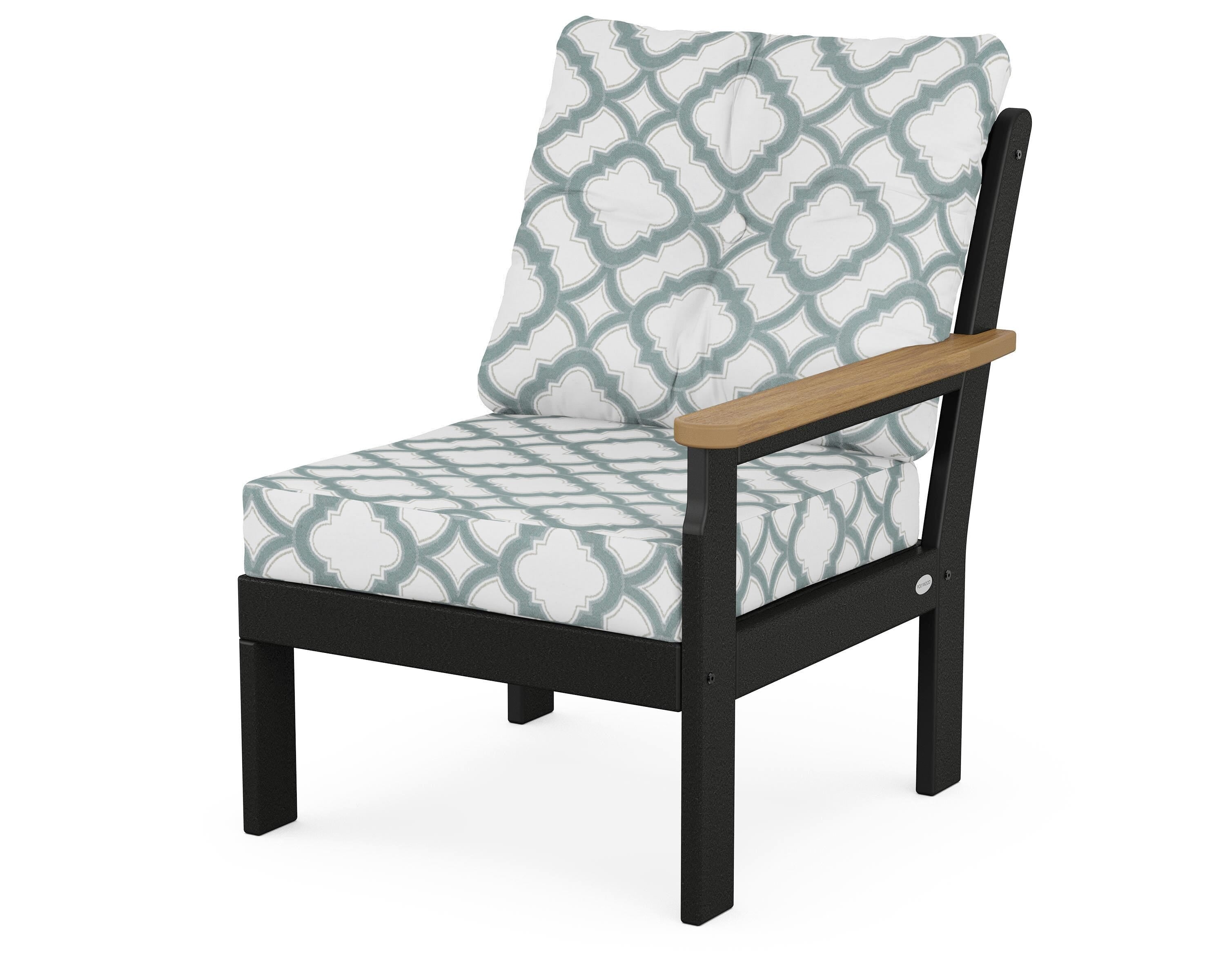 POLYWOOD® Vineyard Modular Right Arm Chair in Black / Natural / Trellis Glacier Spa
