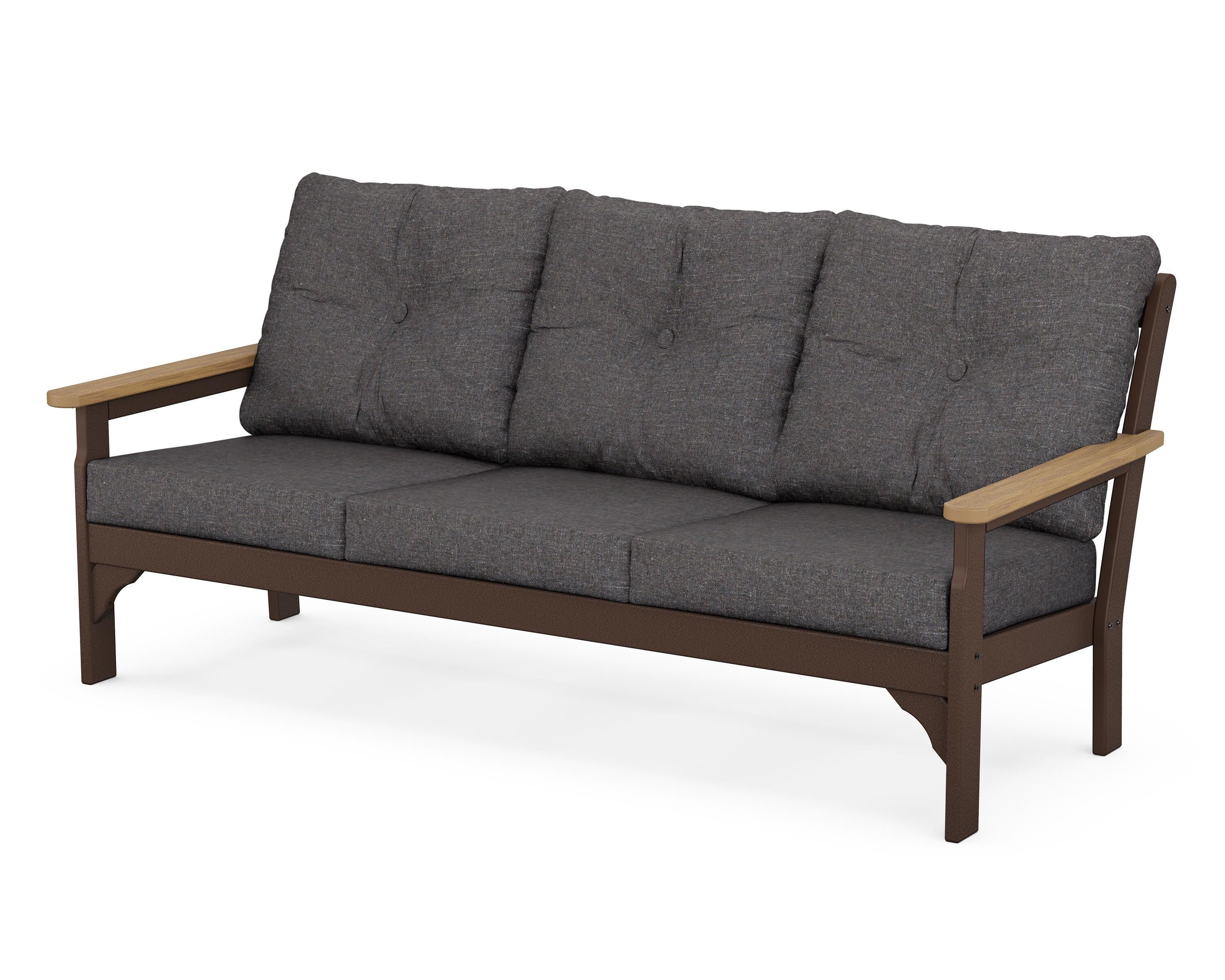 POLYWOOD® Vineyard Deep Seating Sofa in Mahogany / Natural / Ash Charcoal