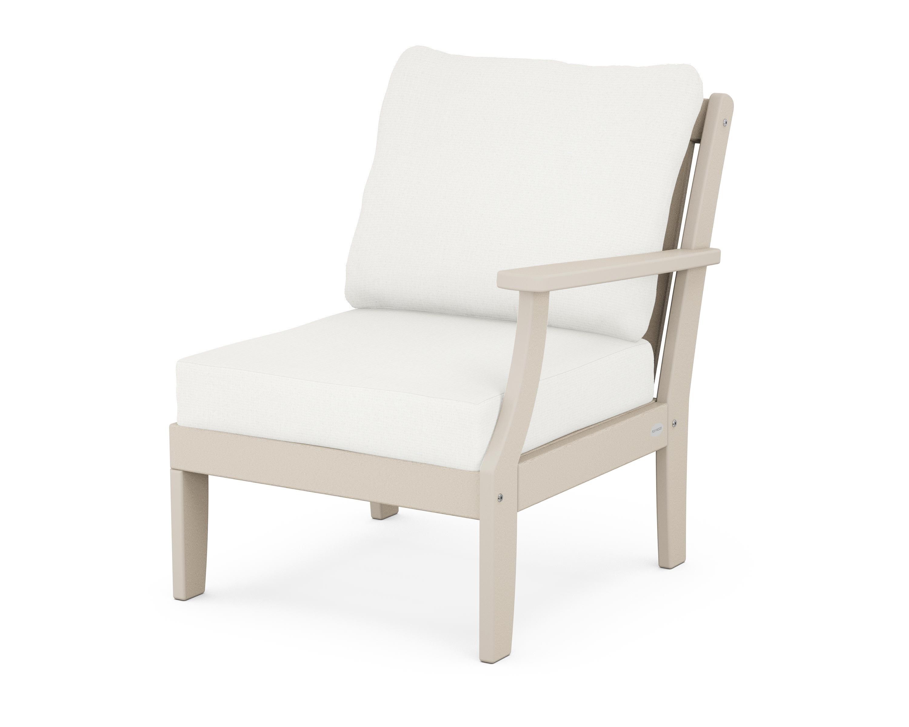 POLYWOOD® Braxton Modular Right Arm Chair in Sand / Natural Linen