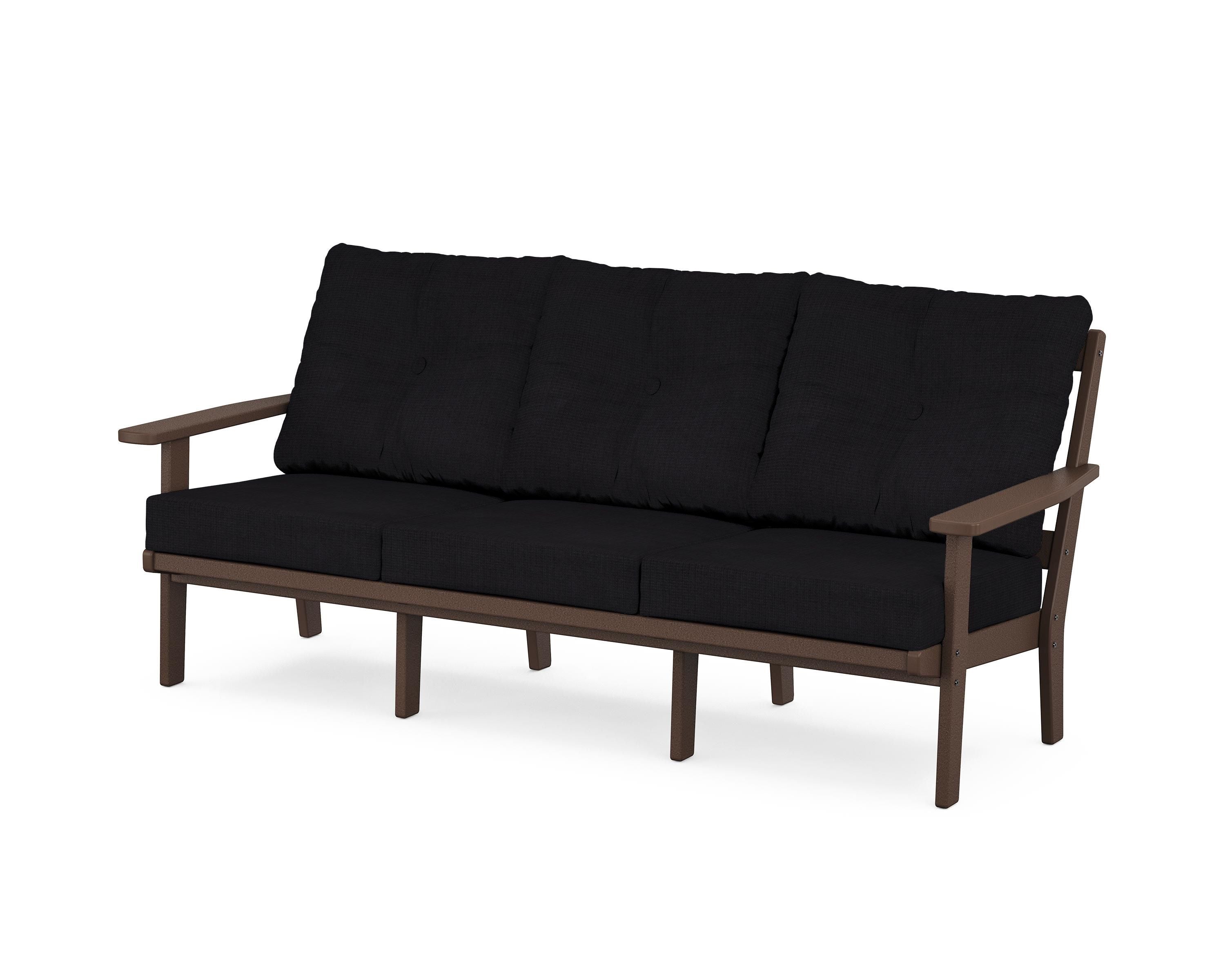 POLYWOOD® Prairie Deep Seating Sofa in Mahogany / Midnight Linen