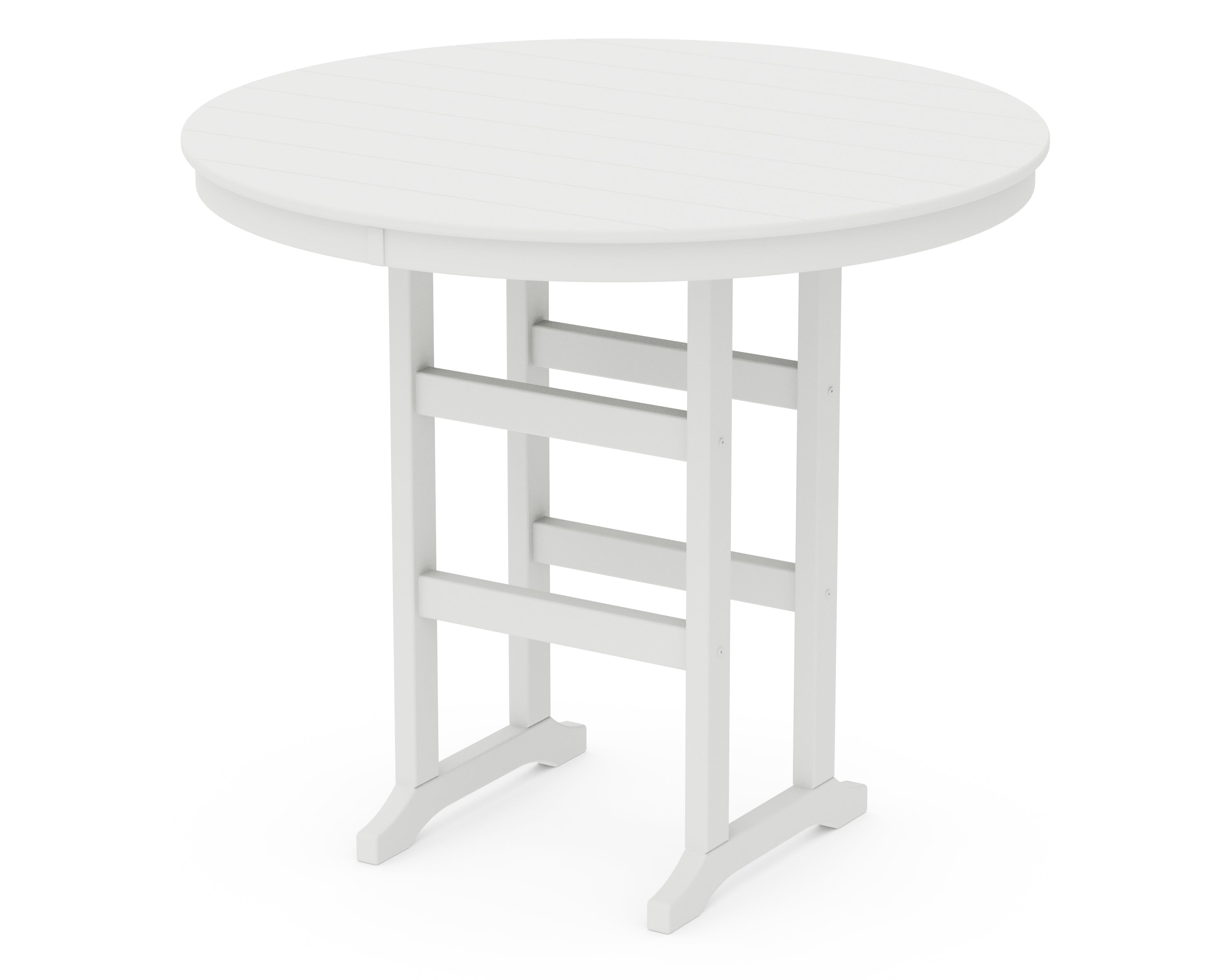 POLYWOOD® 48" Round Farmhouse Bar Table in White