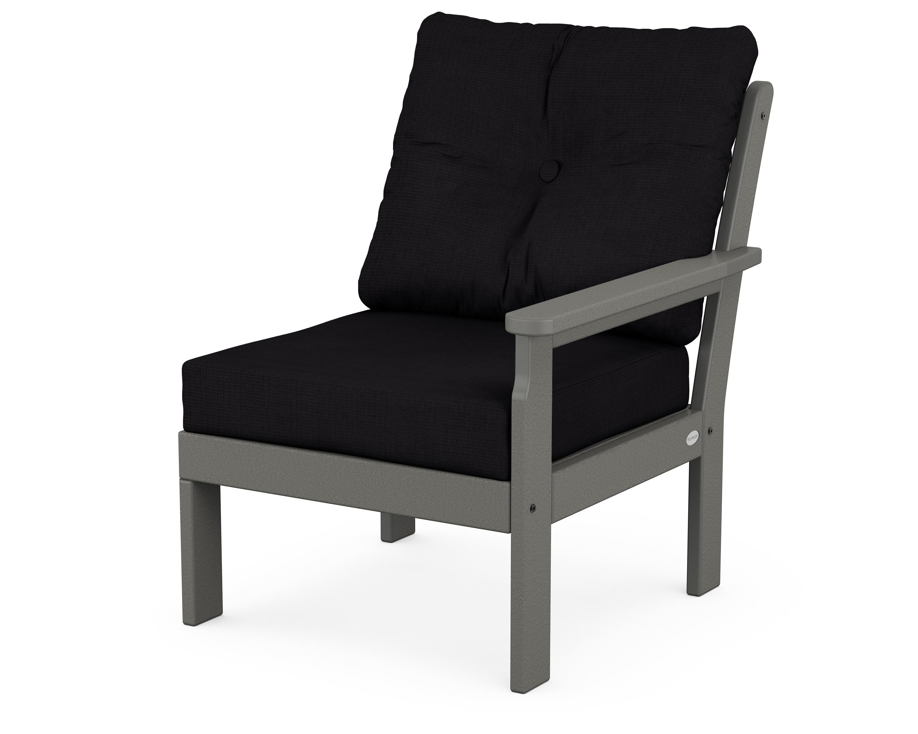 POLYWOOD® Vineyard Modular Right Arm Chair in Slate Grey / Midnight Linen