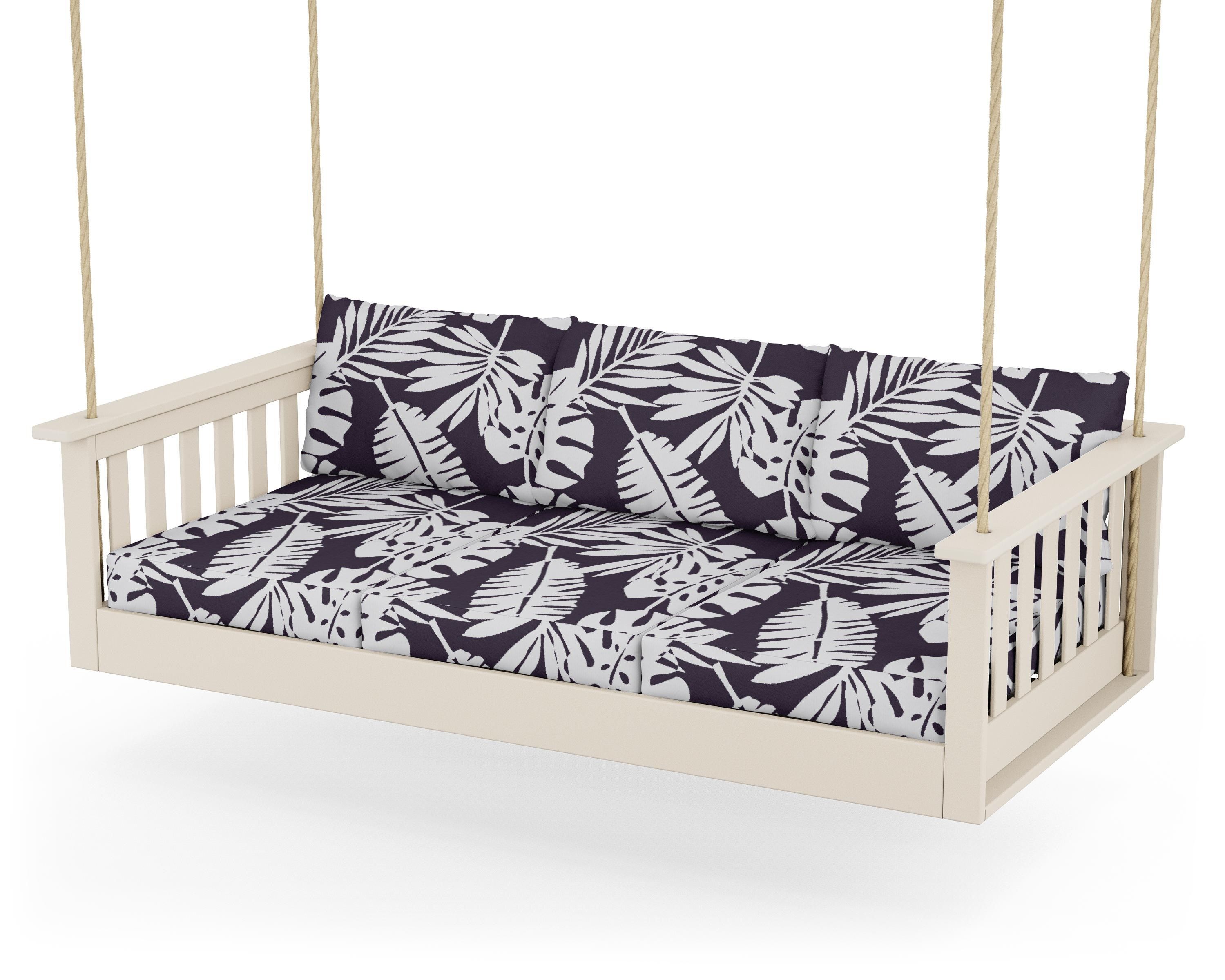 POLYWOOD® Vineyard Daybed Swing in Sand / Leaf Navy