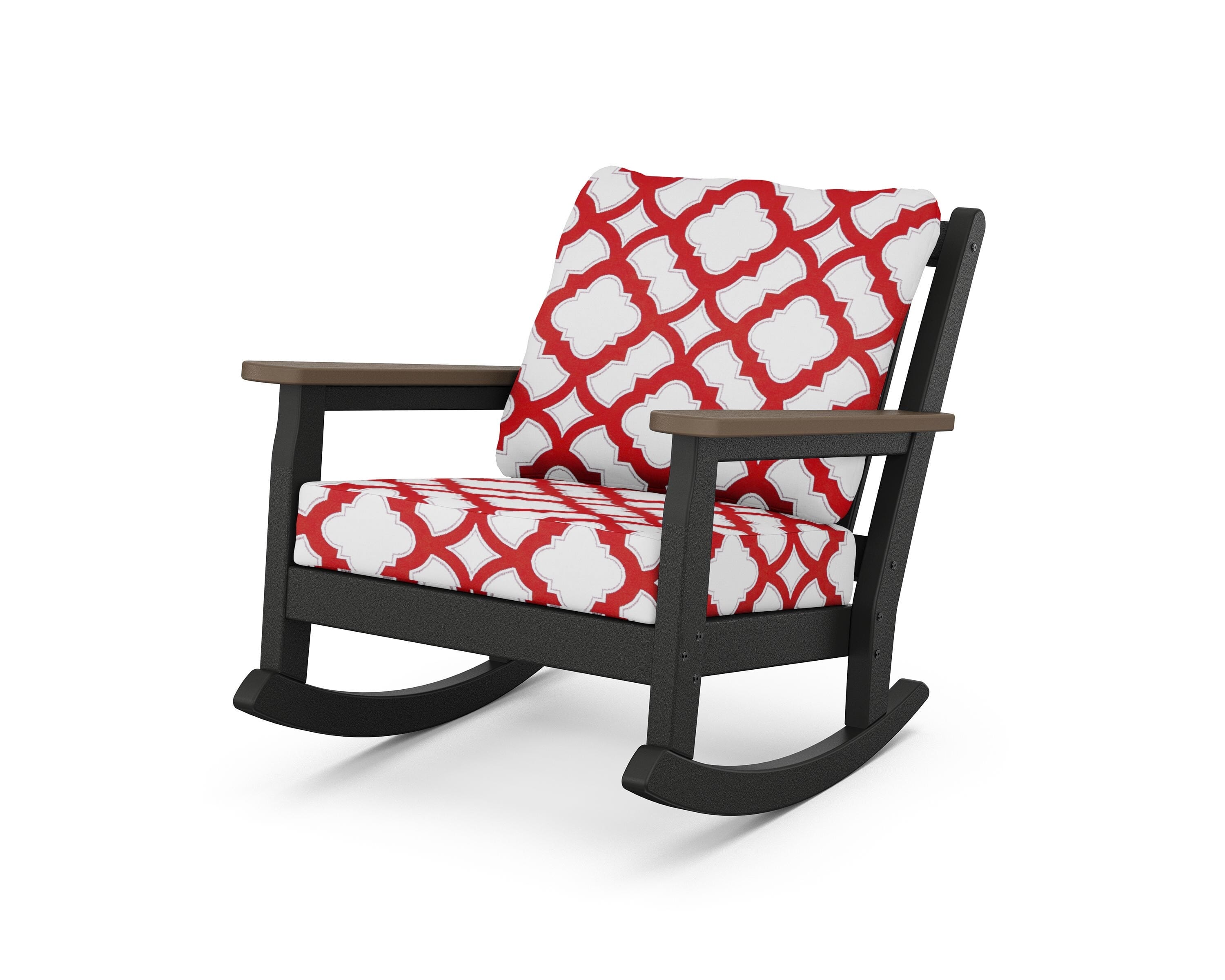 POLYWOOD® Chippendale Deep Seating Rocking Chair in Black / Kona / Trellis Crimson