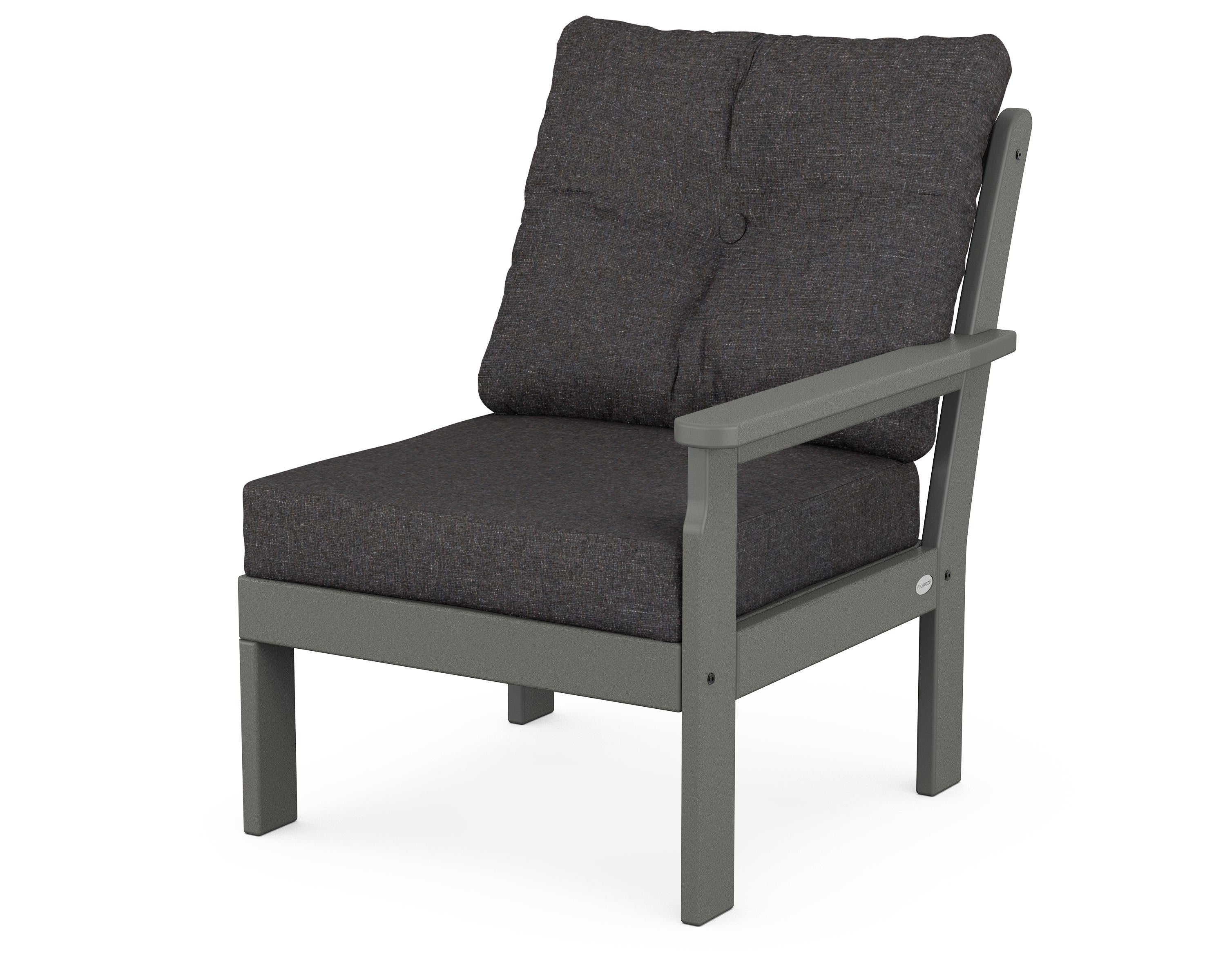 POLYWOOD® Vineyard Modular Right Arm Chair in Slate Grey / Ash Charcoal