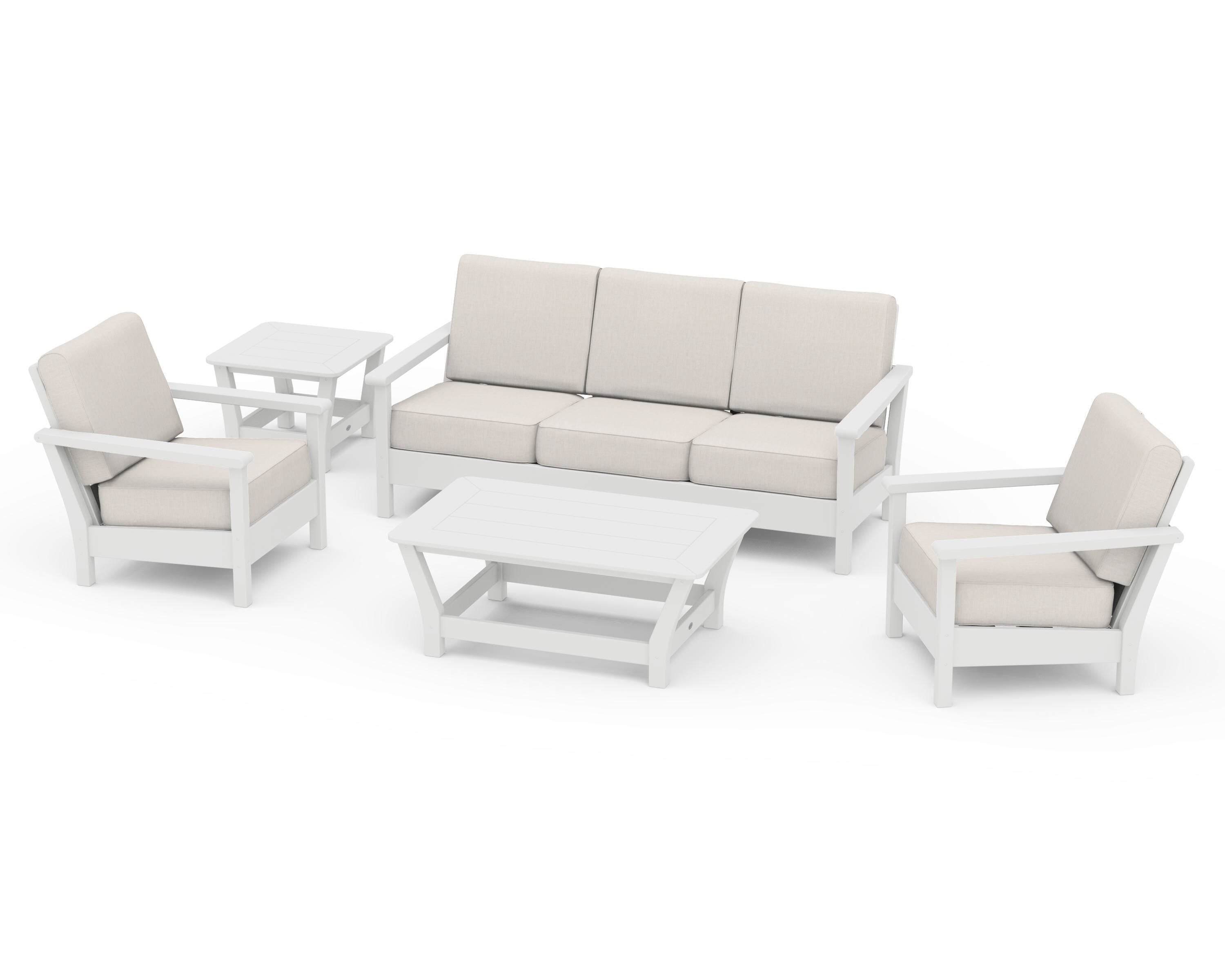 POLYWOOD® Harbour 5-Piece Deep Seating Set in White / Cast Ash