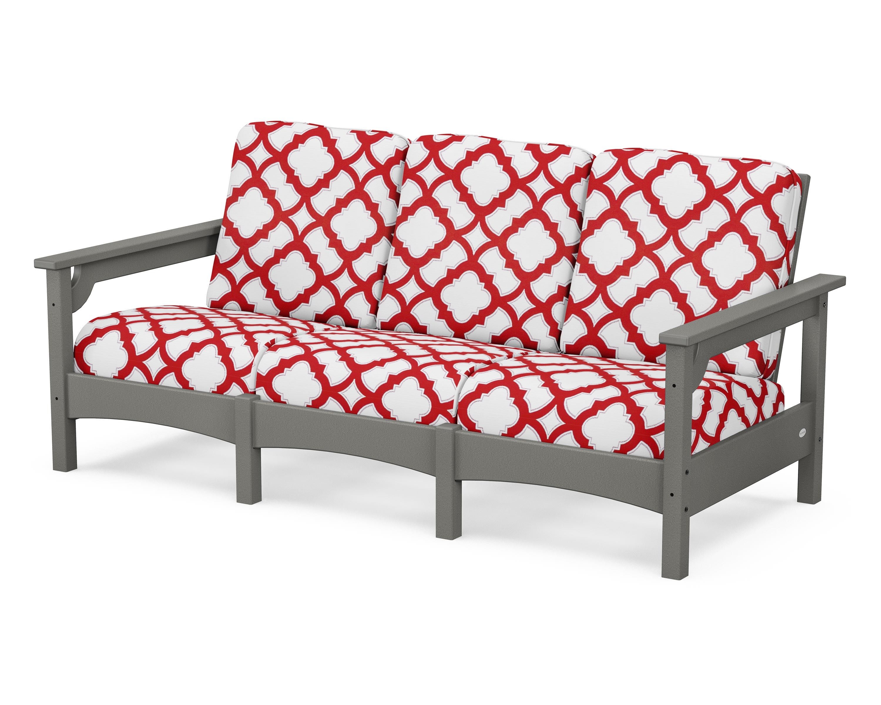 POLYWOOD® Club Sofa in Slate Grey / Trellis Crimson