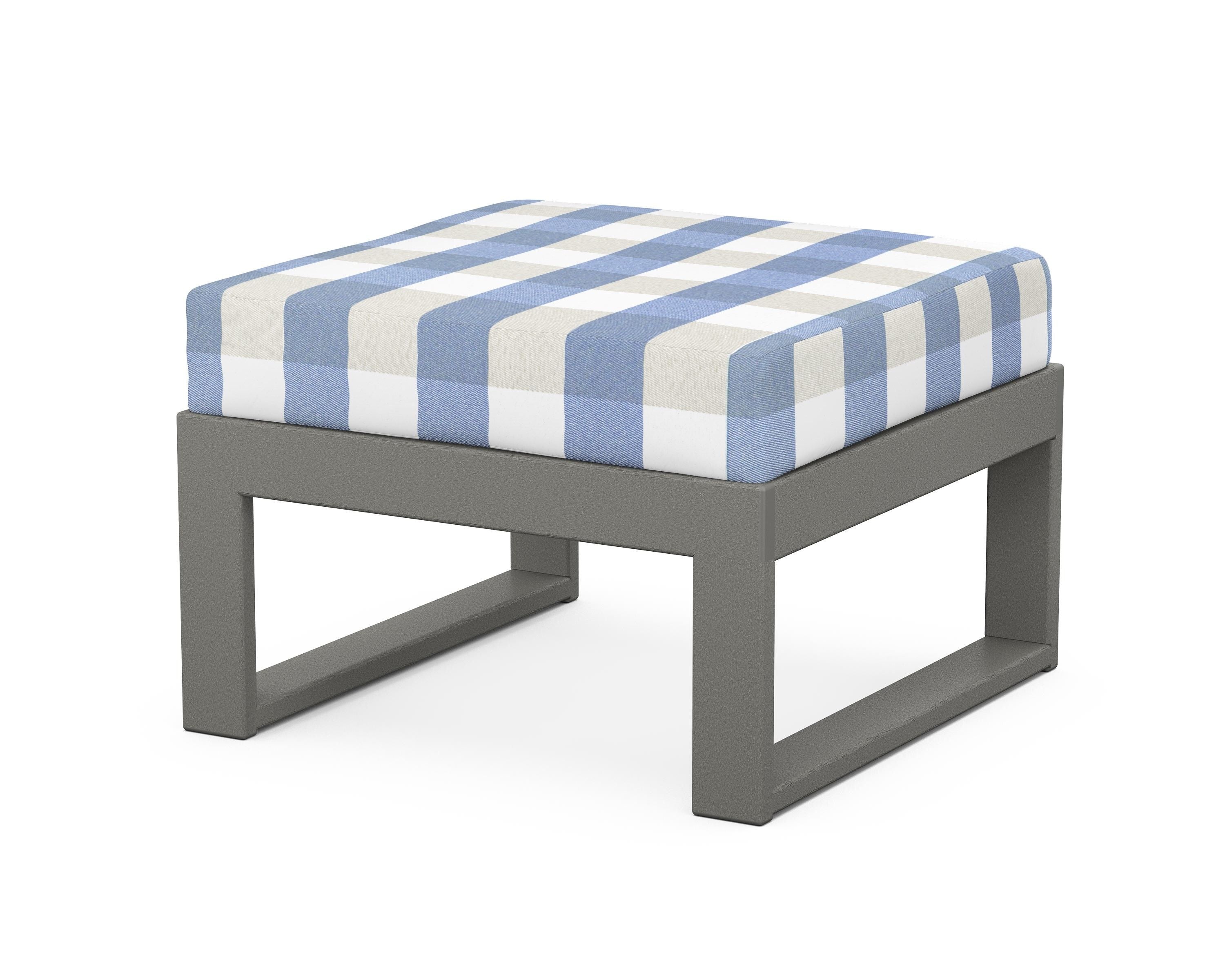 Unbranded Modular Ottoman - Modern in Slate Grey / Buffalo Plaid Sky Blue