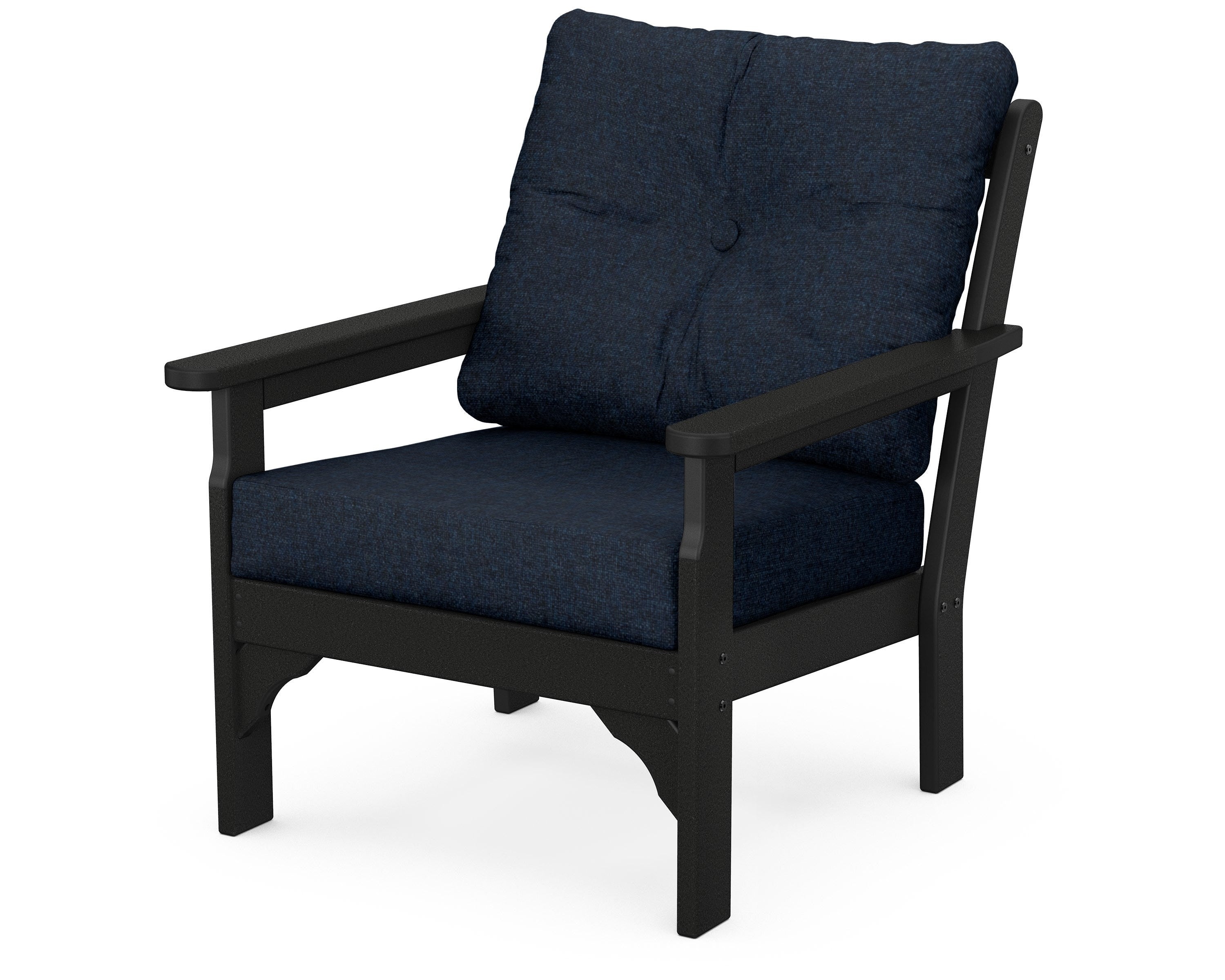 POLYWOOD® Vineyard Deep Seating Chair in Black / Marine Indigo