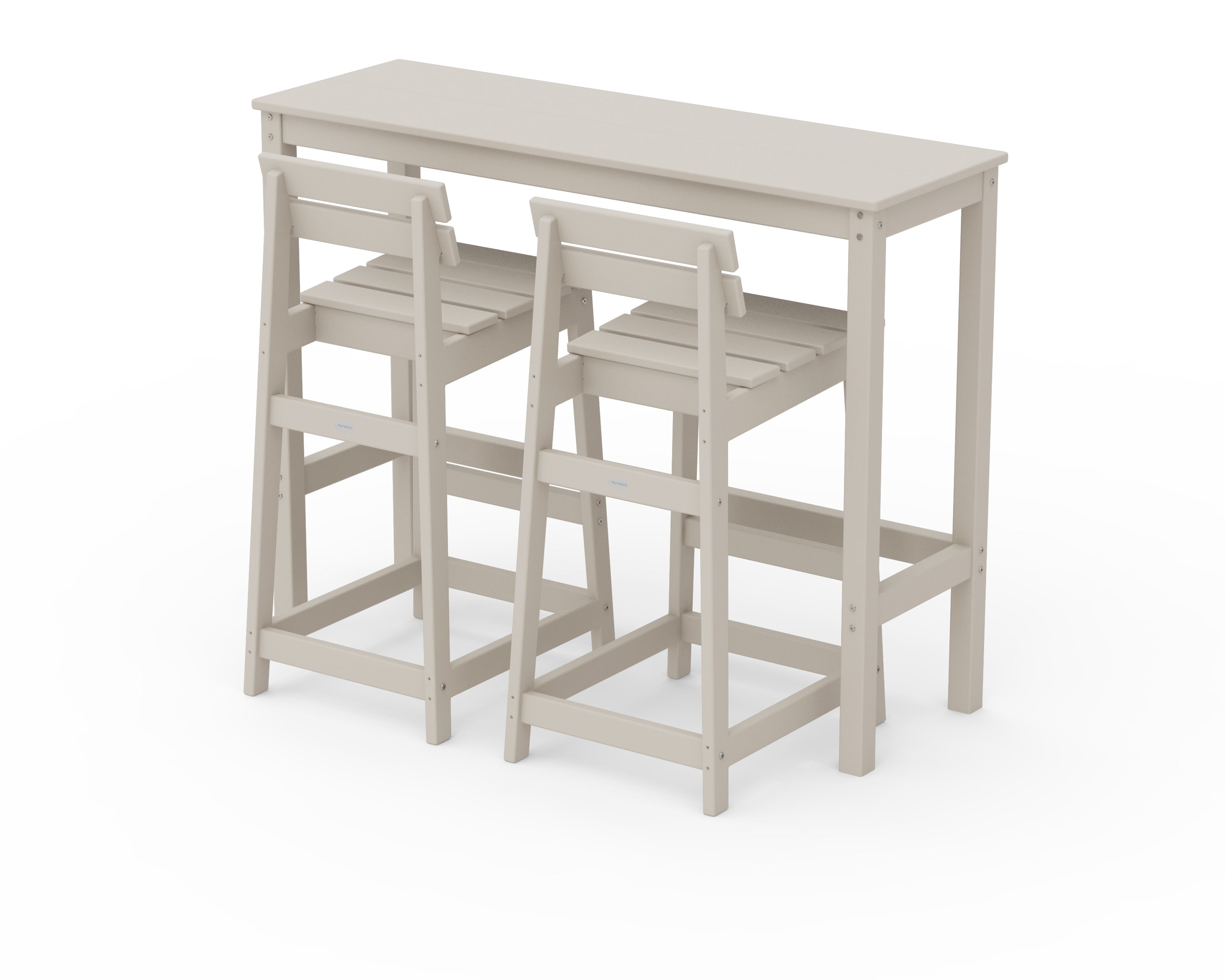POLYWOOD® Modern Studio Plaza Lowback Bar Chair 3-Piece Balcony Set in Sand