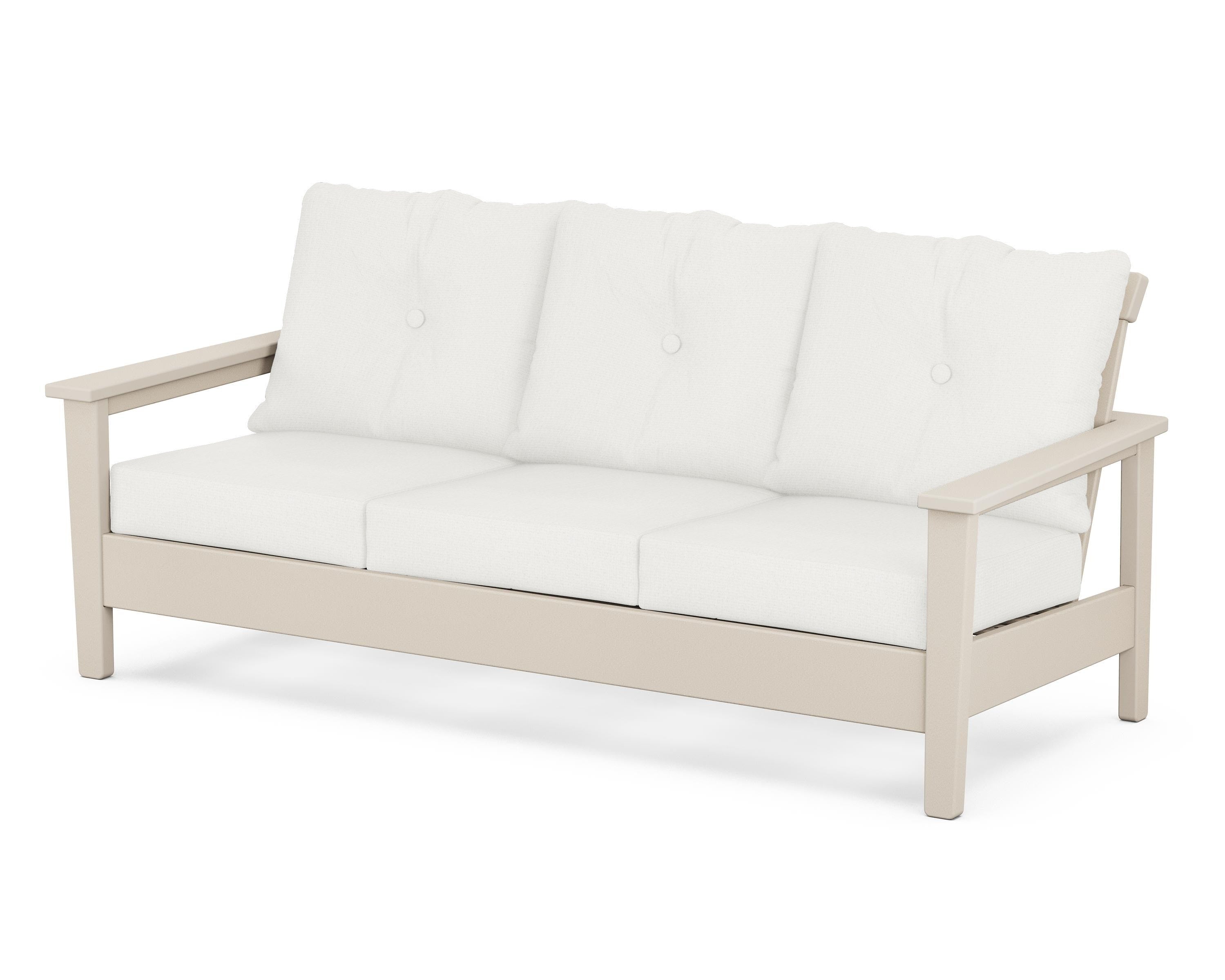 POLYWOOD® Prescott Deep Seating Sofa in Sand / Natural Linen