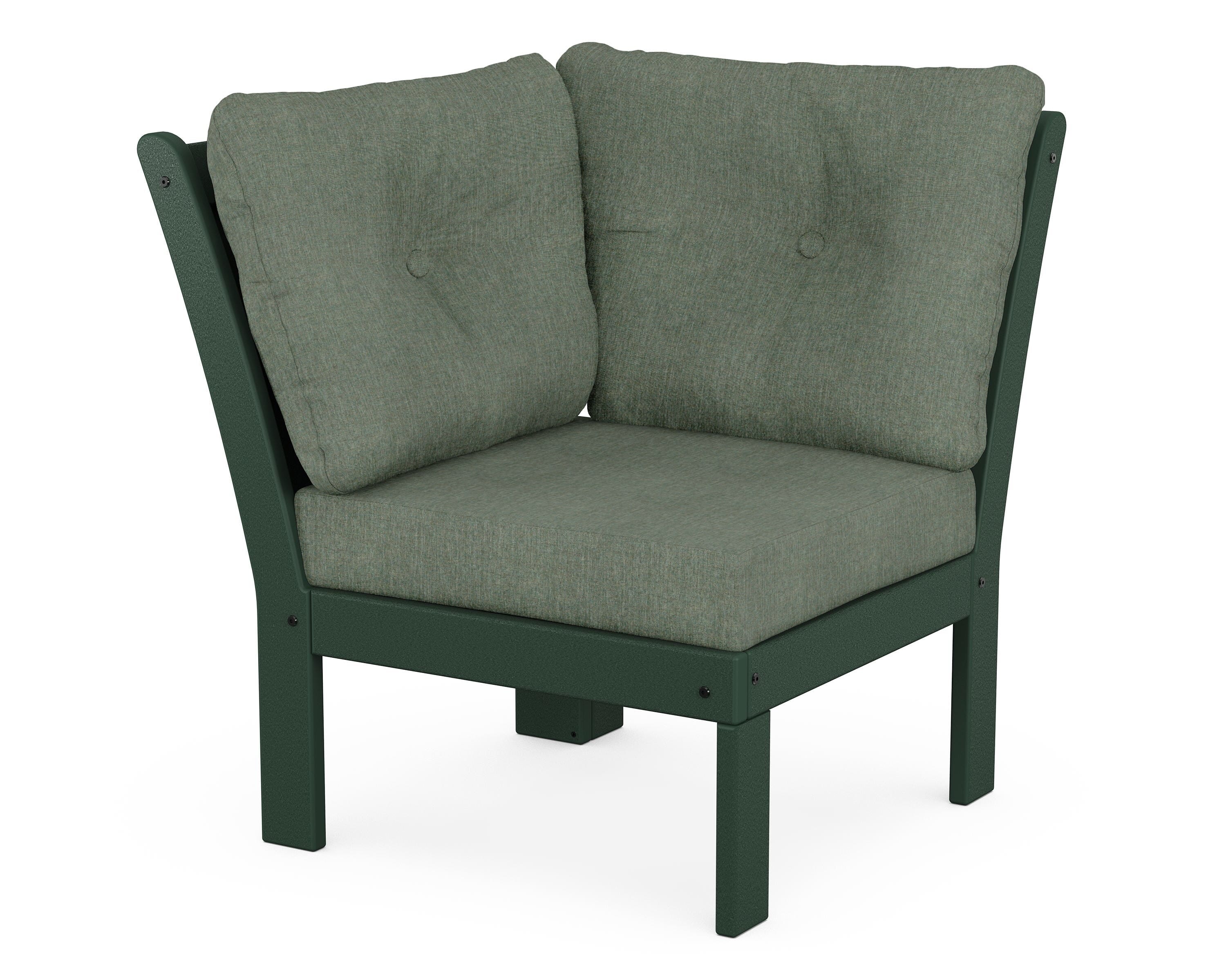 POLYWOOD® Vineyard Modular Corner Chair in Green / Cast Sage