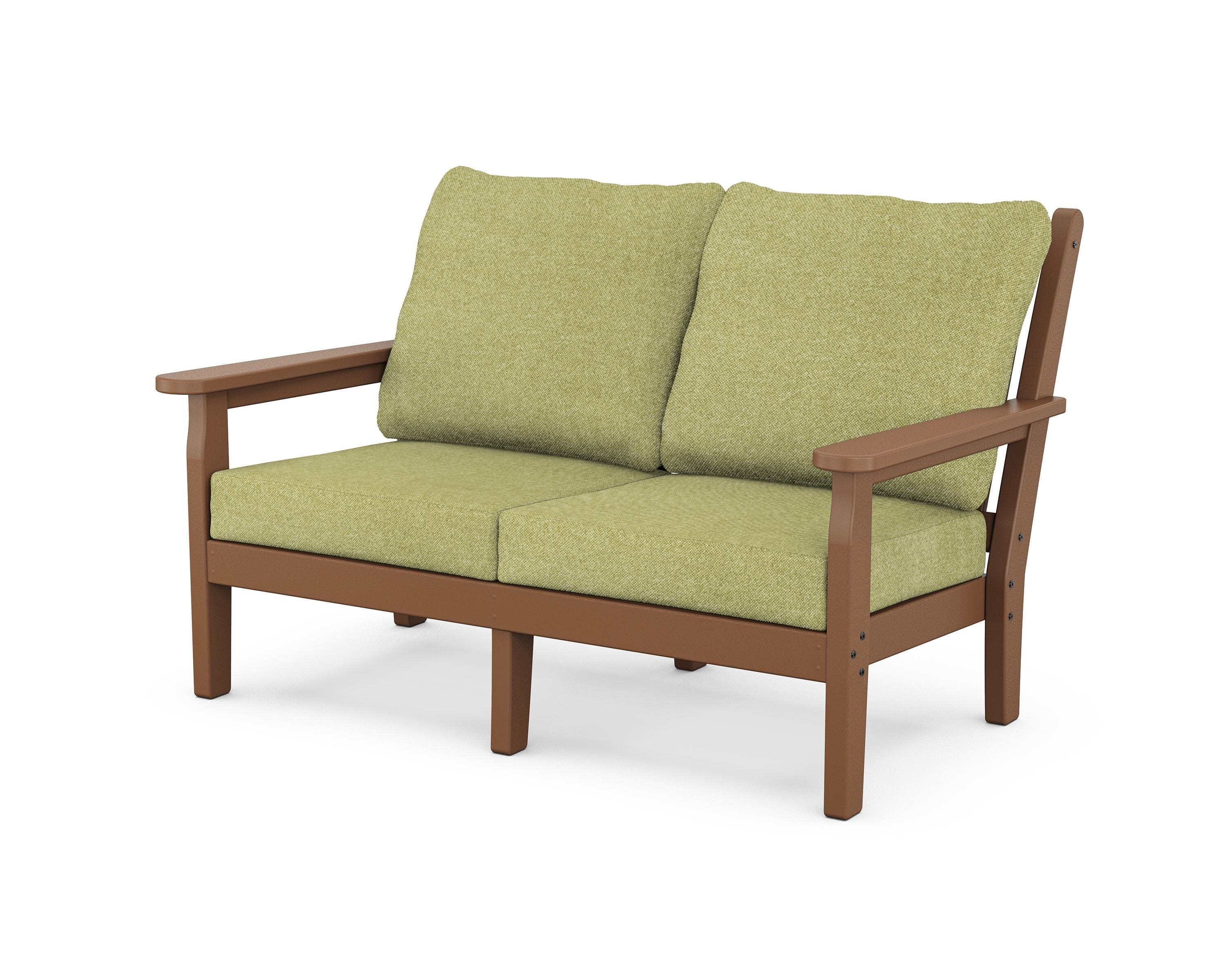 POLYWOOD® Chippendale Deep Seating Loveseat in Teak / Chartreuse Boucle