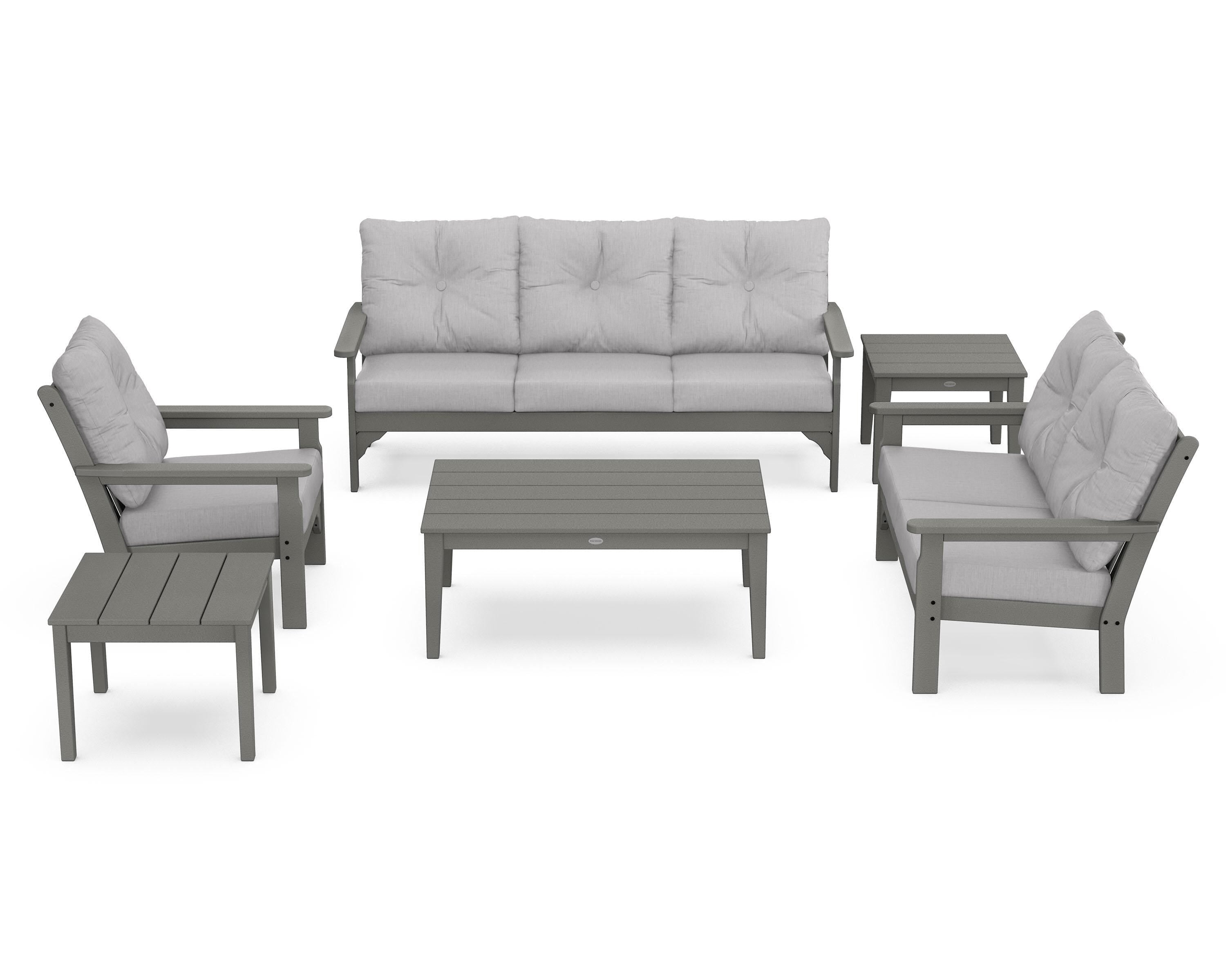 POLYWOOD® Vineyard 6-Piece Deep Seating Set in Slate Grey / Granite