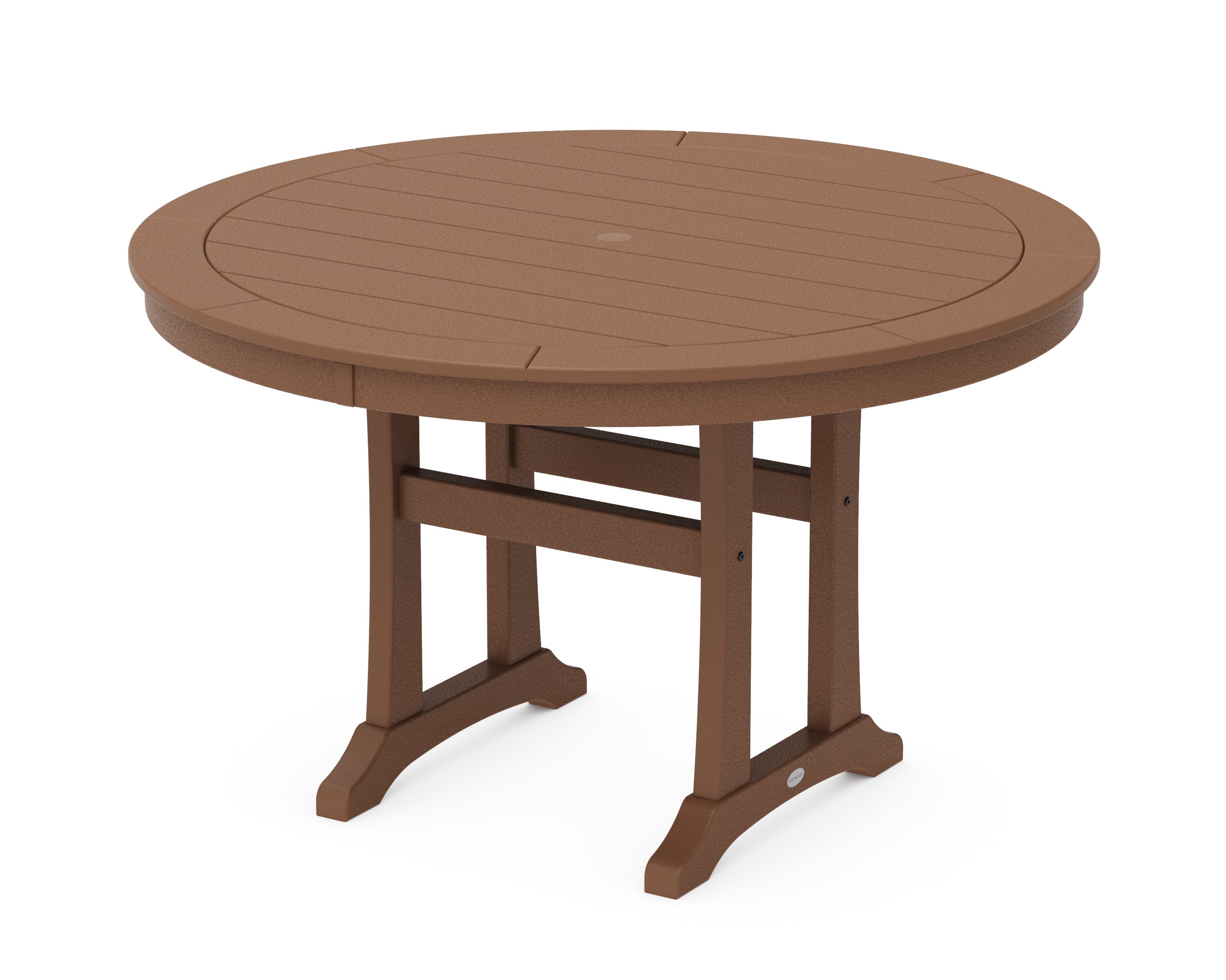 POLYWOOD® Nautical Trestle 48" Round Dining Table in Teak