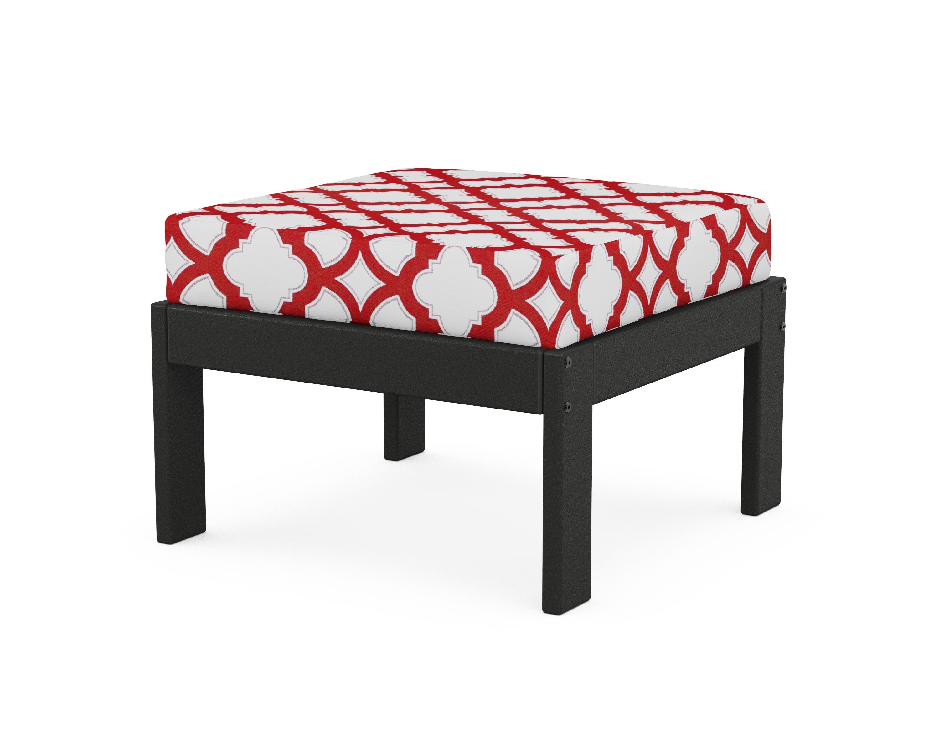 POLYWOOD® Vineyard Modular Ottoman in Black / Trellis Crimson