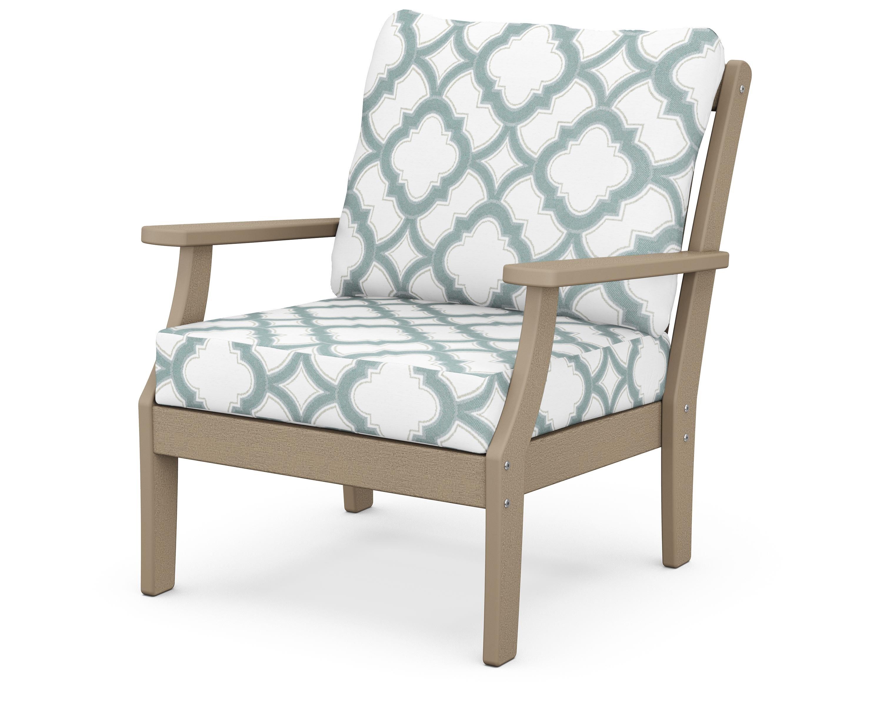 POLYWOOD® Braxton Deep Seating Chair in Vintage Sahara / Trellis Glacier Spa