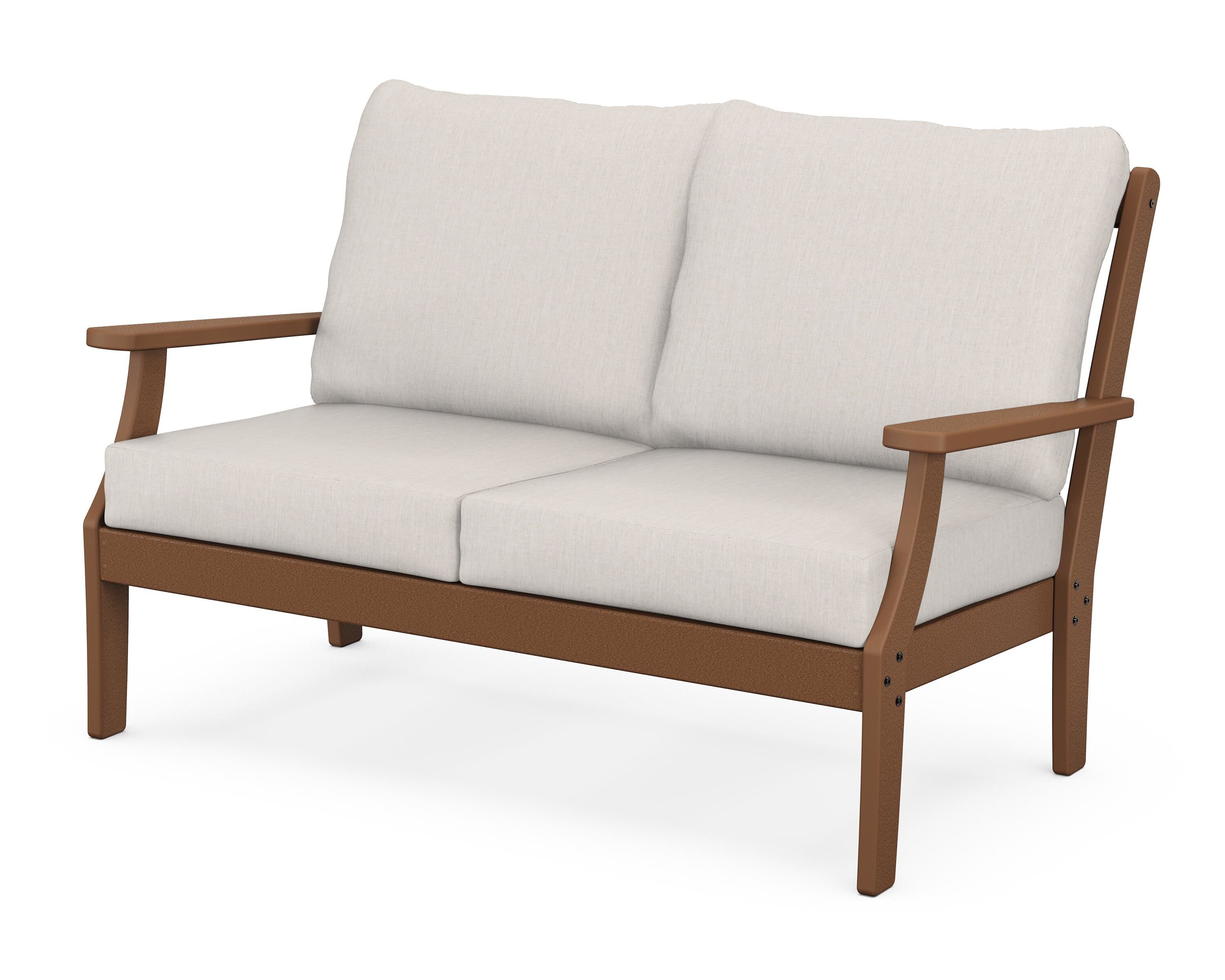 POLYWOOD® Braxton Deep Seating Loveseat in Teak / Cast Ash