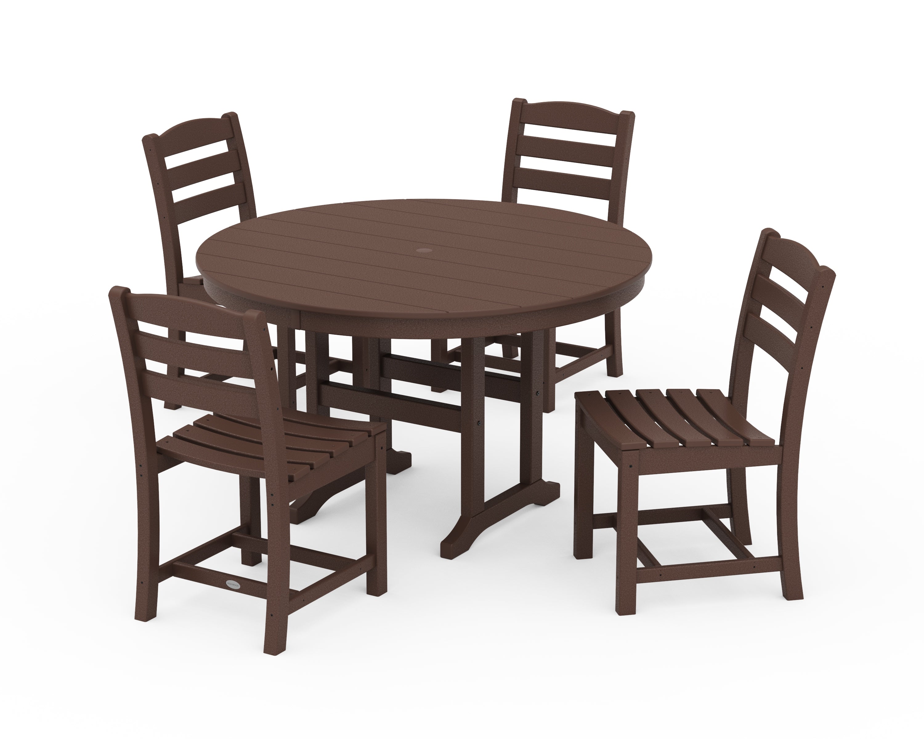 POLYWOOD® La Casa Café Side Chair 5-Piece Round Farmhouse Dining Set in Mahogany