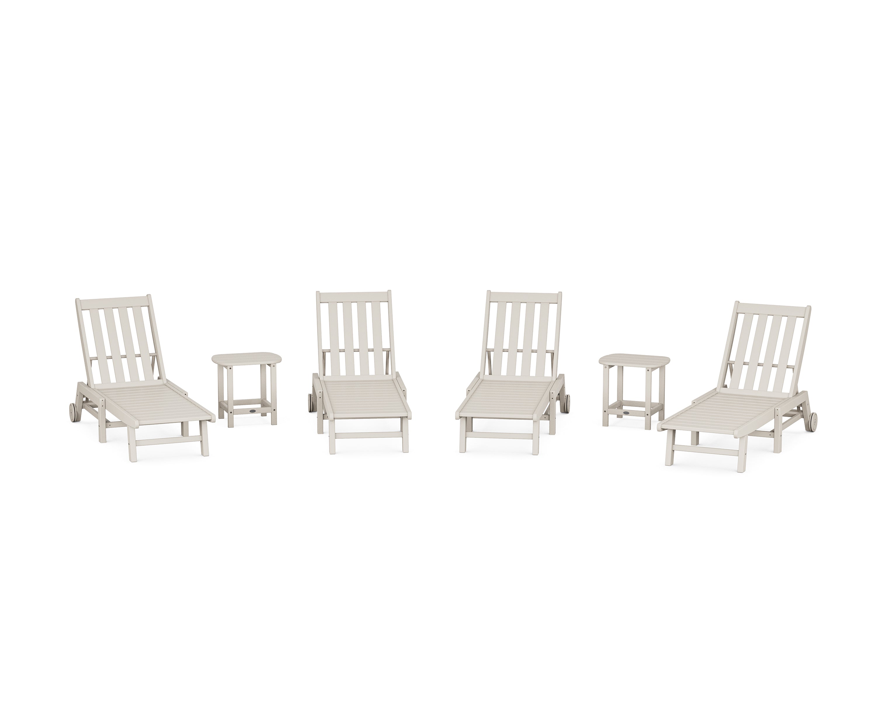 POLYWOOD® Vineyard 6-Piece Chaise with Wheels Set in Sand