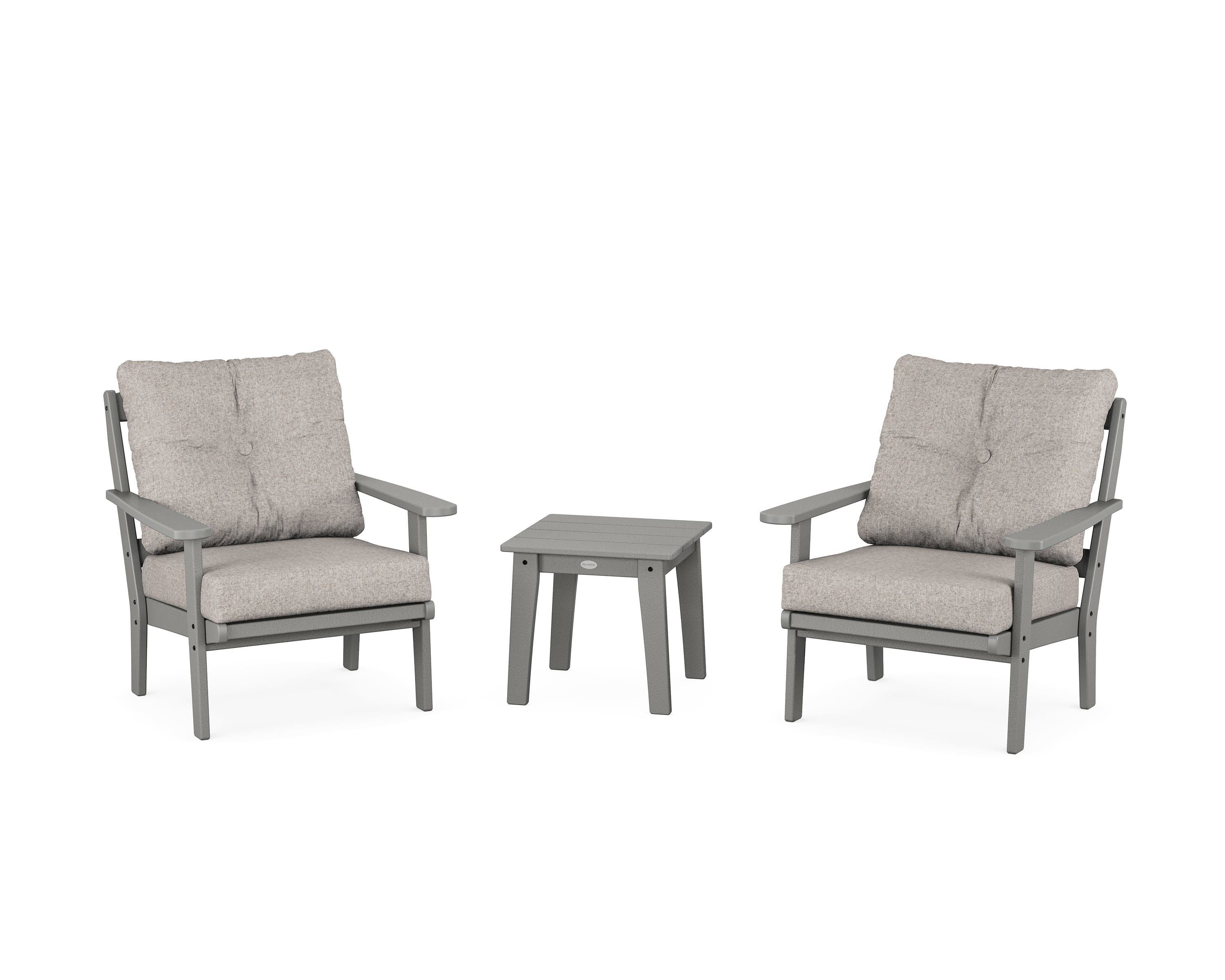 POLYWOOD® Mission 3-Piece Deep Seating Set in Slate Grey / Weathered Tweed