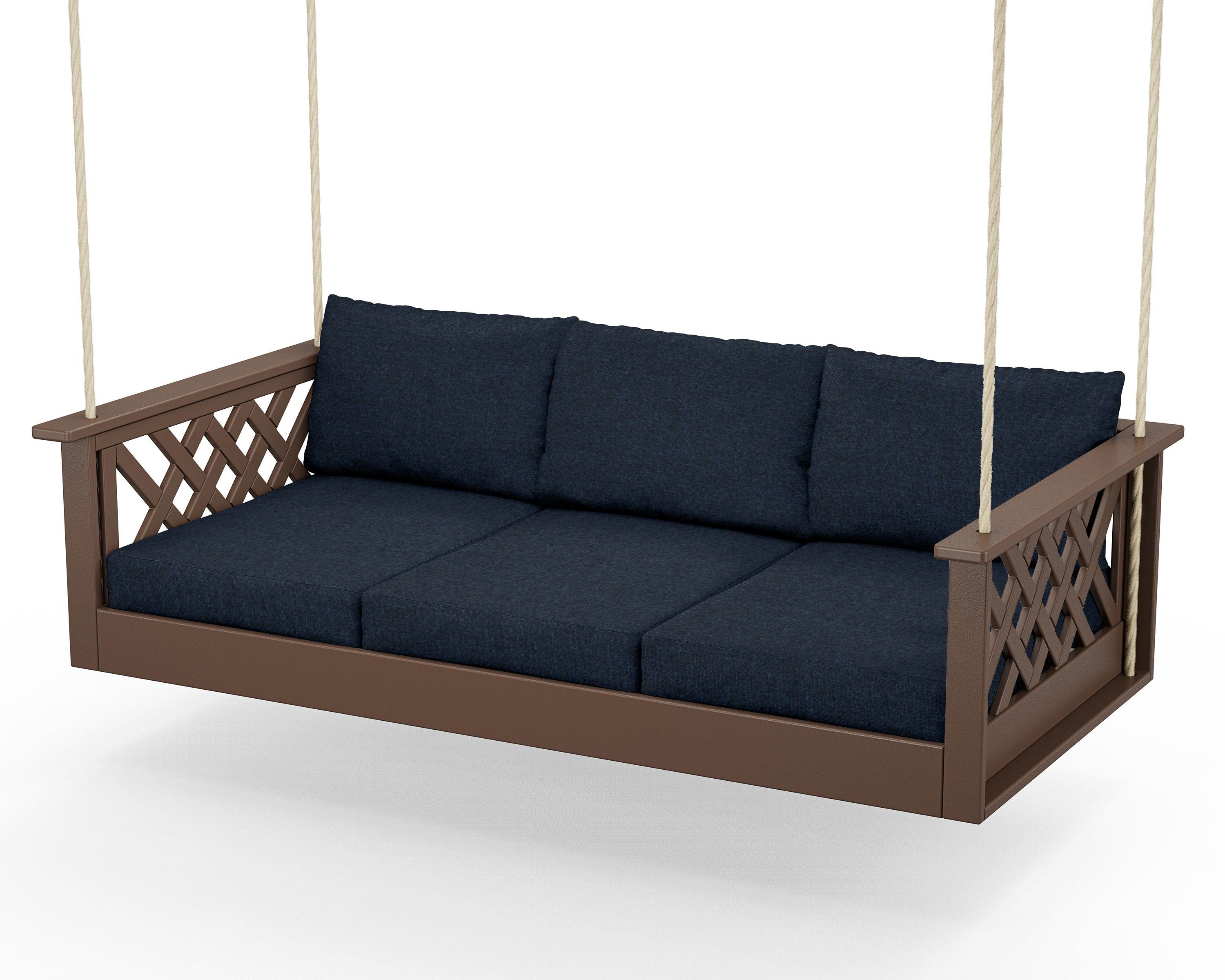 Country Living Wovendale Daybed Swing in Mahogany / Marine Indigo