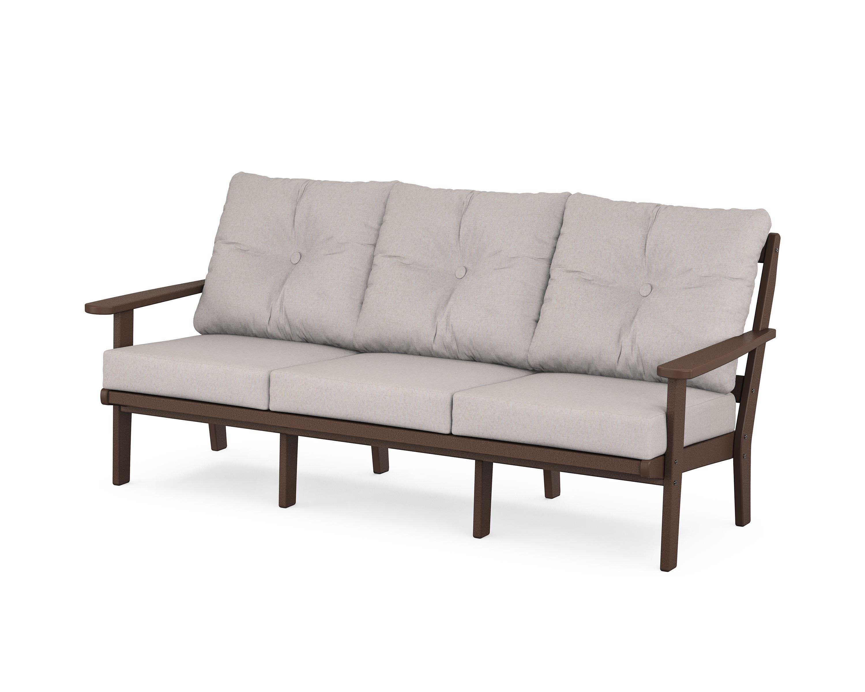 POLYWOOD® Mission Deep Seating Sofa in Mahogany / Dune Burlap