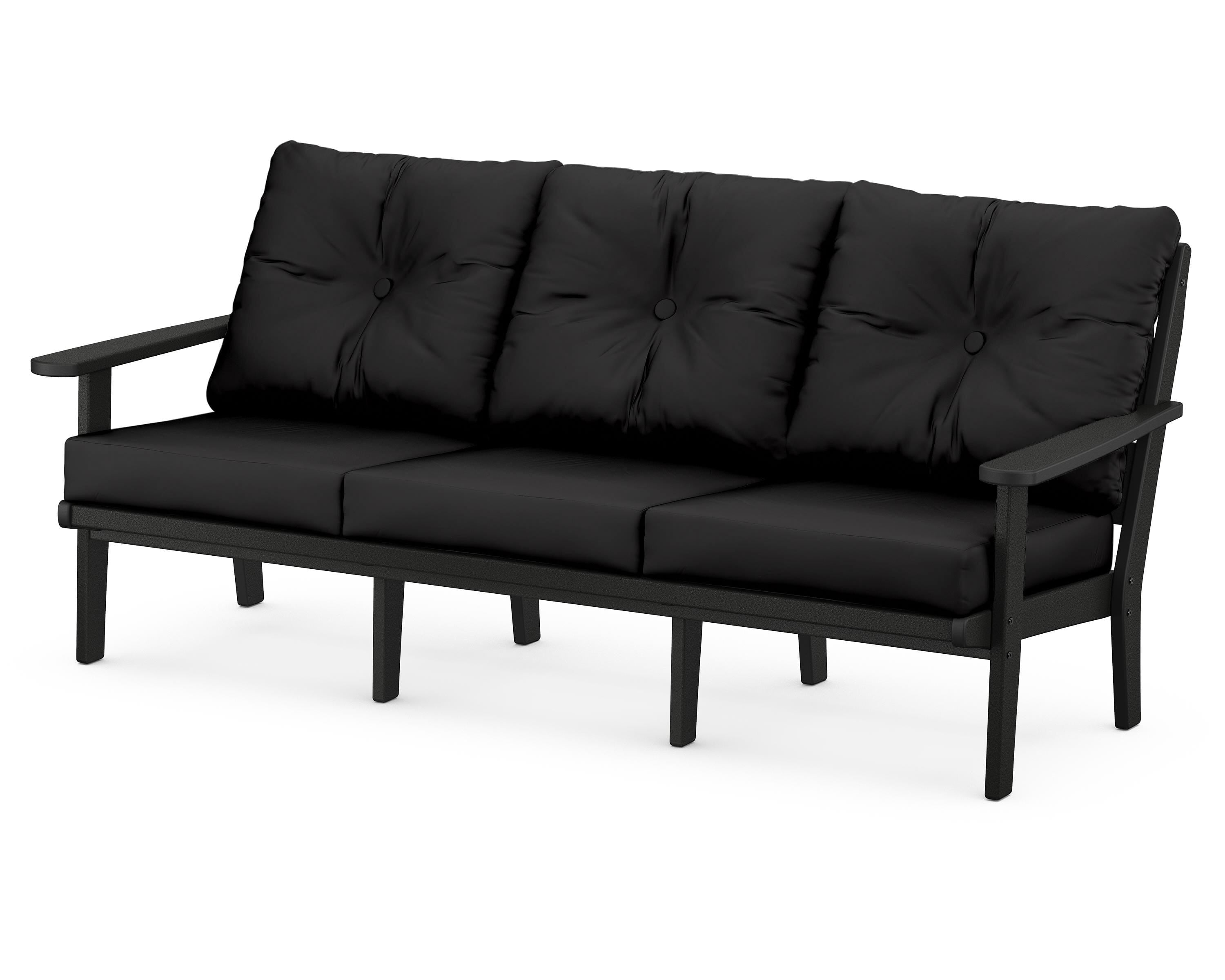 POLYWOOD® Lakeside Deep Seating Sofa in Black / Canvas Black