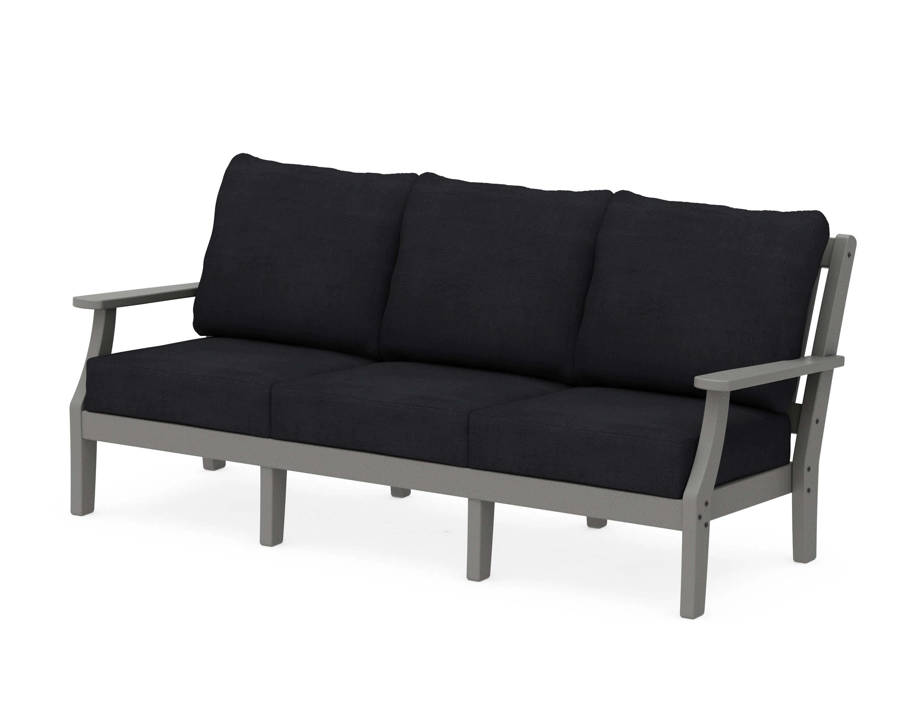 Martha Stewart by POLYWOOD® Chinoiserie Deep Seating Sofa in Slate Grey / Midnight Linen