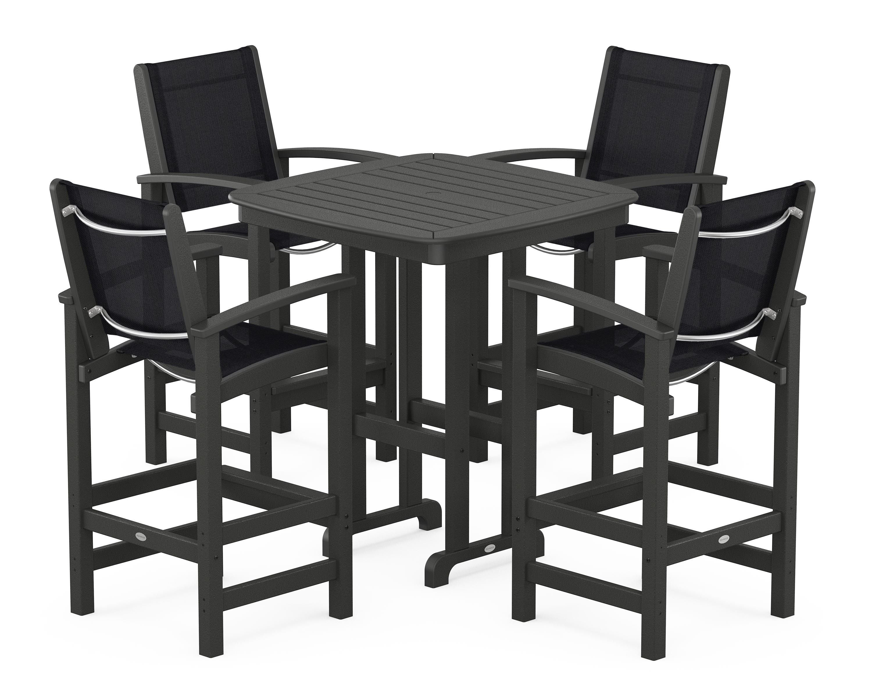 POLYWOOD® Coastal 5-Piece Bar Set in Black / Black Sling