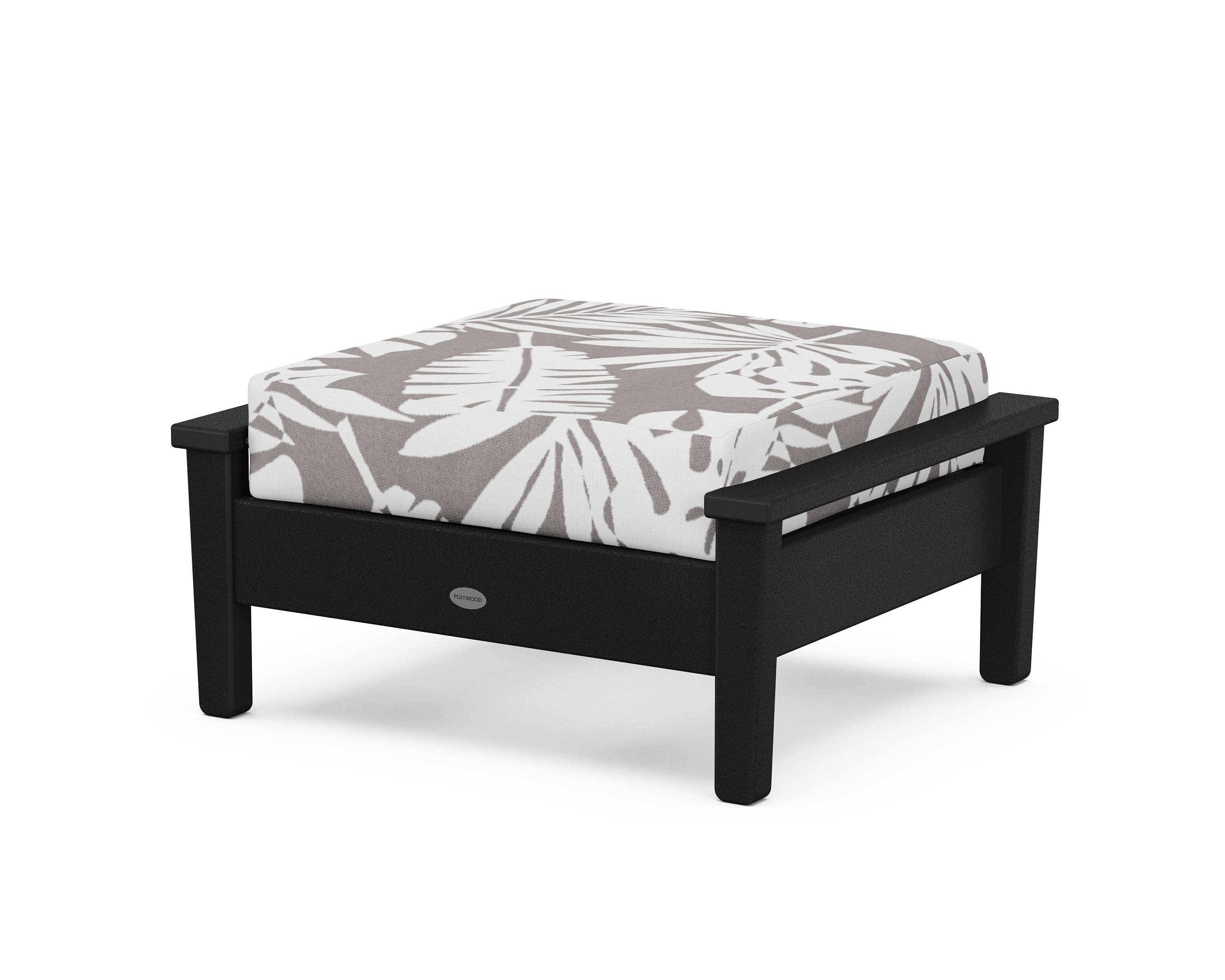 POLYWOOD® Prescott Deep Seating Ottoman in Black / Leaf Grey Mist