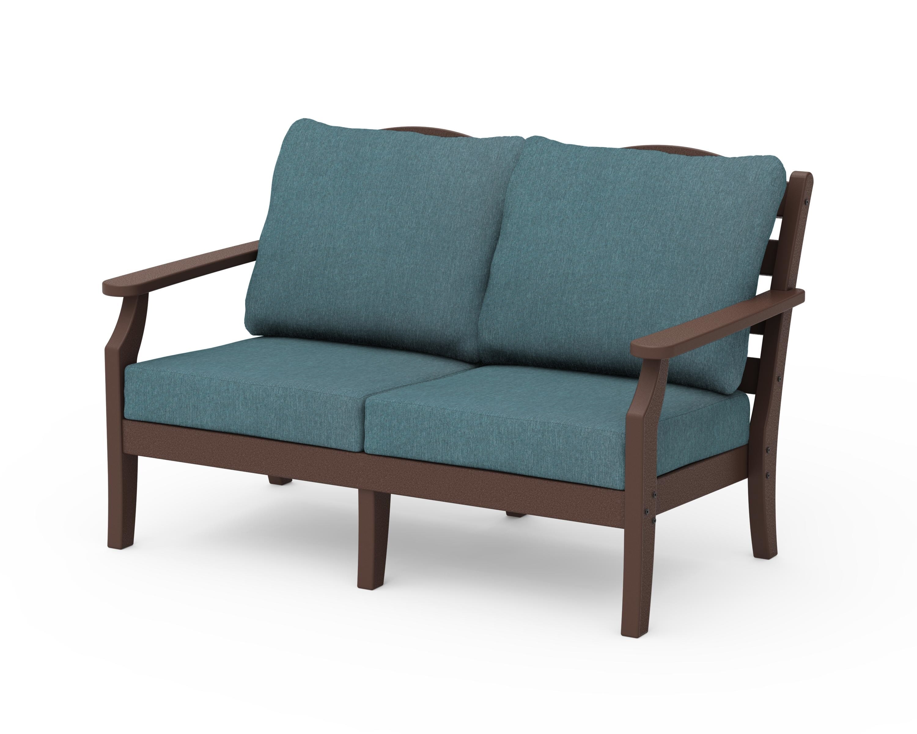 Draper James™ by POLYWOOD® Savannah Deep Seating Loveseat in Mahogany / Ocean Teal