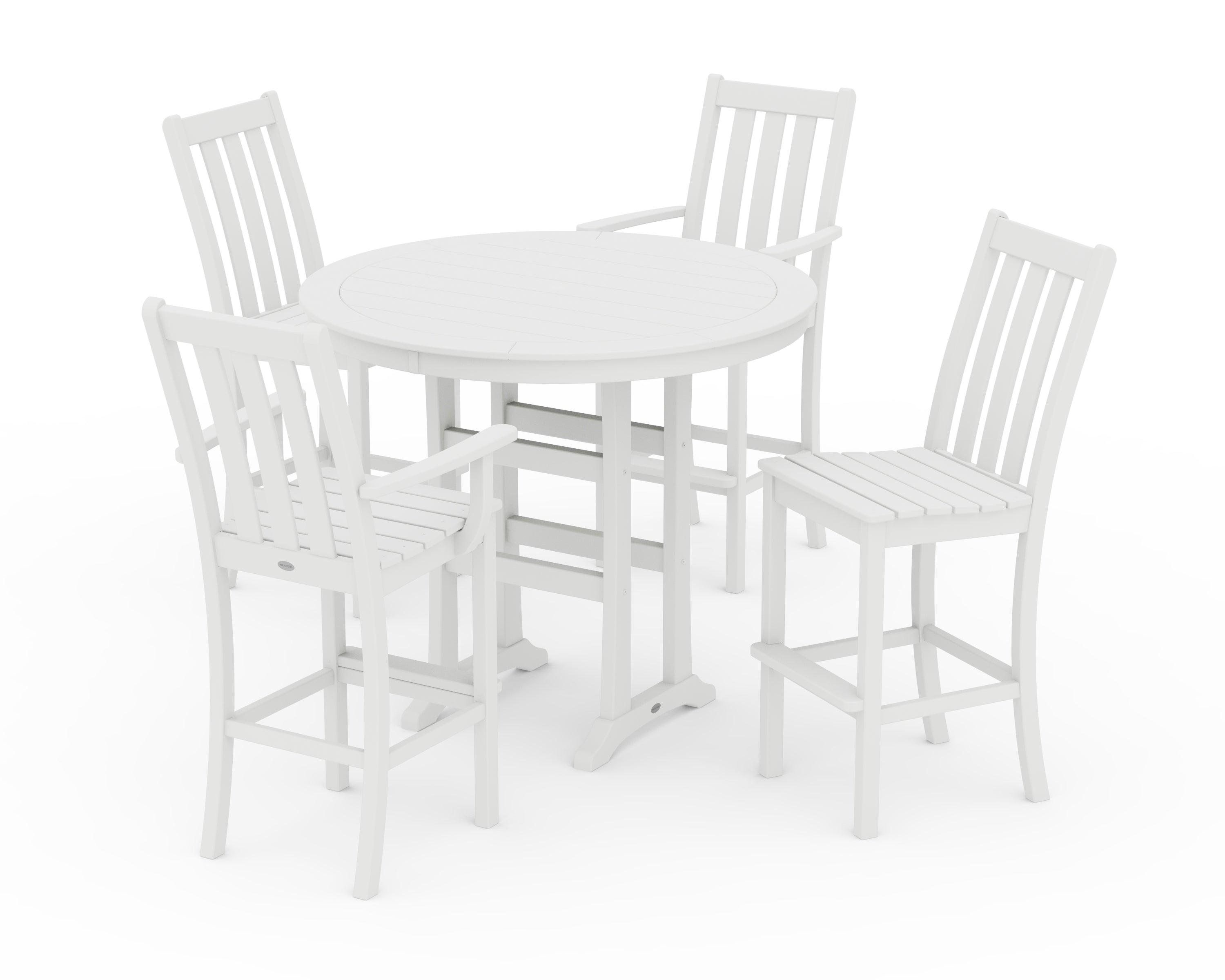POLYWOOD® Vineyard 5-Piece Nautical Trestle Bar Set in White