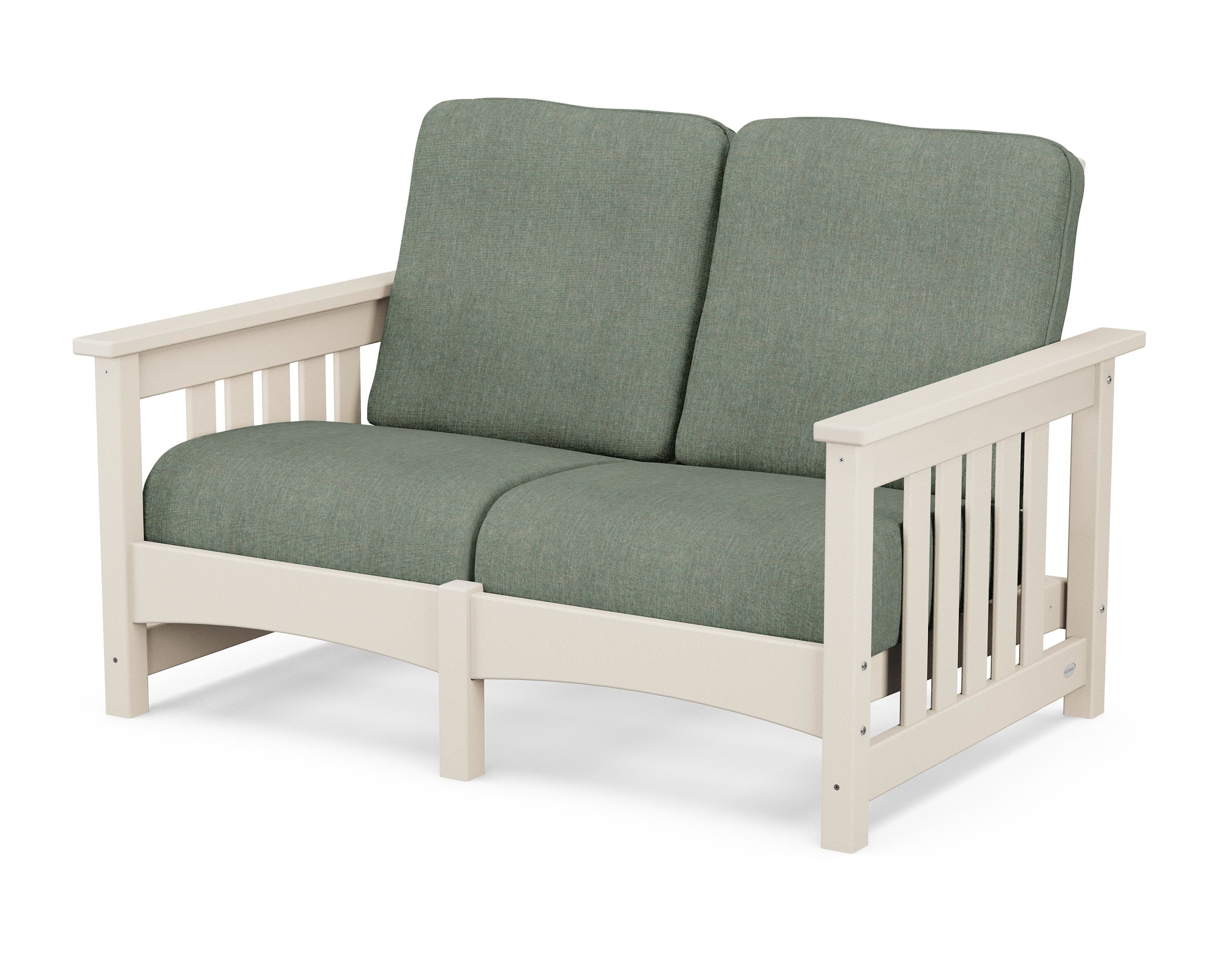 POLYWOOD® Club Mission Loveseat in Sand / Cast Sage