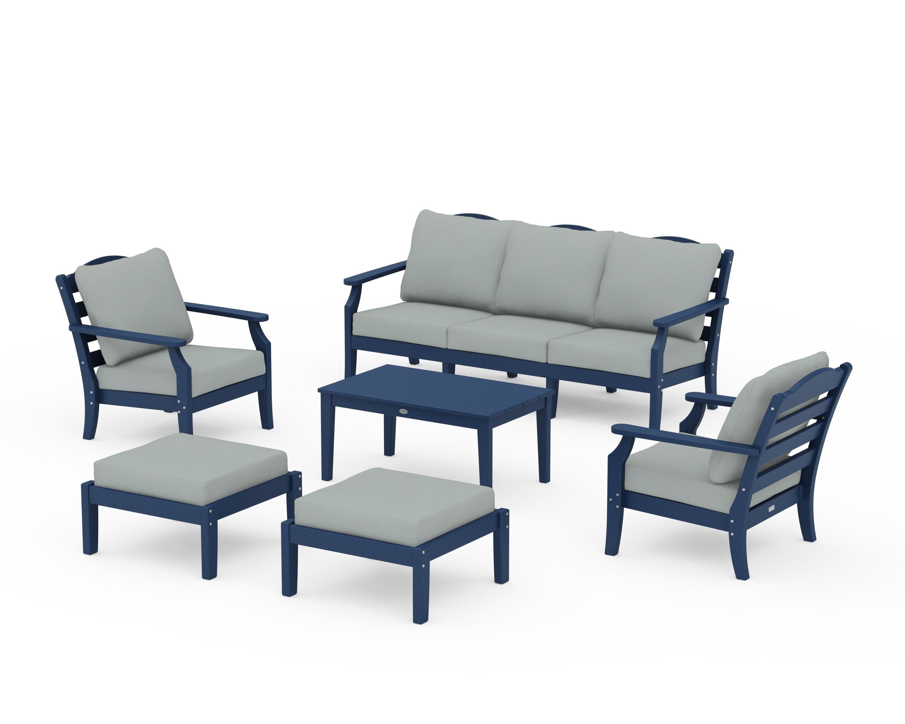 Draper James™ by POLYWOOD® Savannah 6-Piece Lounge Sofa Set in Navy / Spa