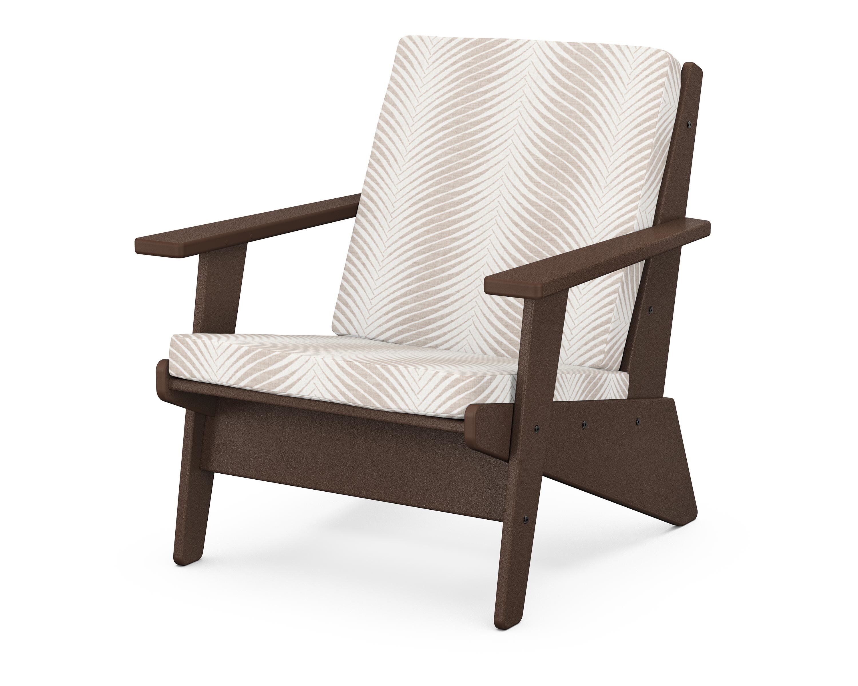 POLYWOOD® Riviera Modern Lounge Chair in Mahogany / Clock Out Cloud