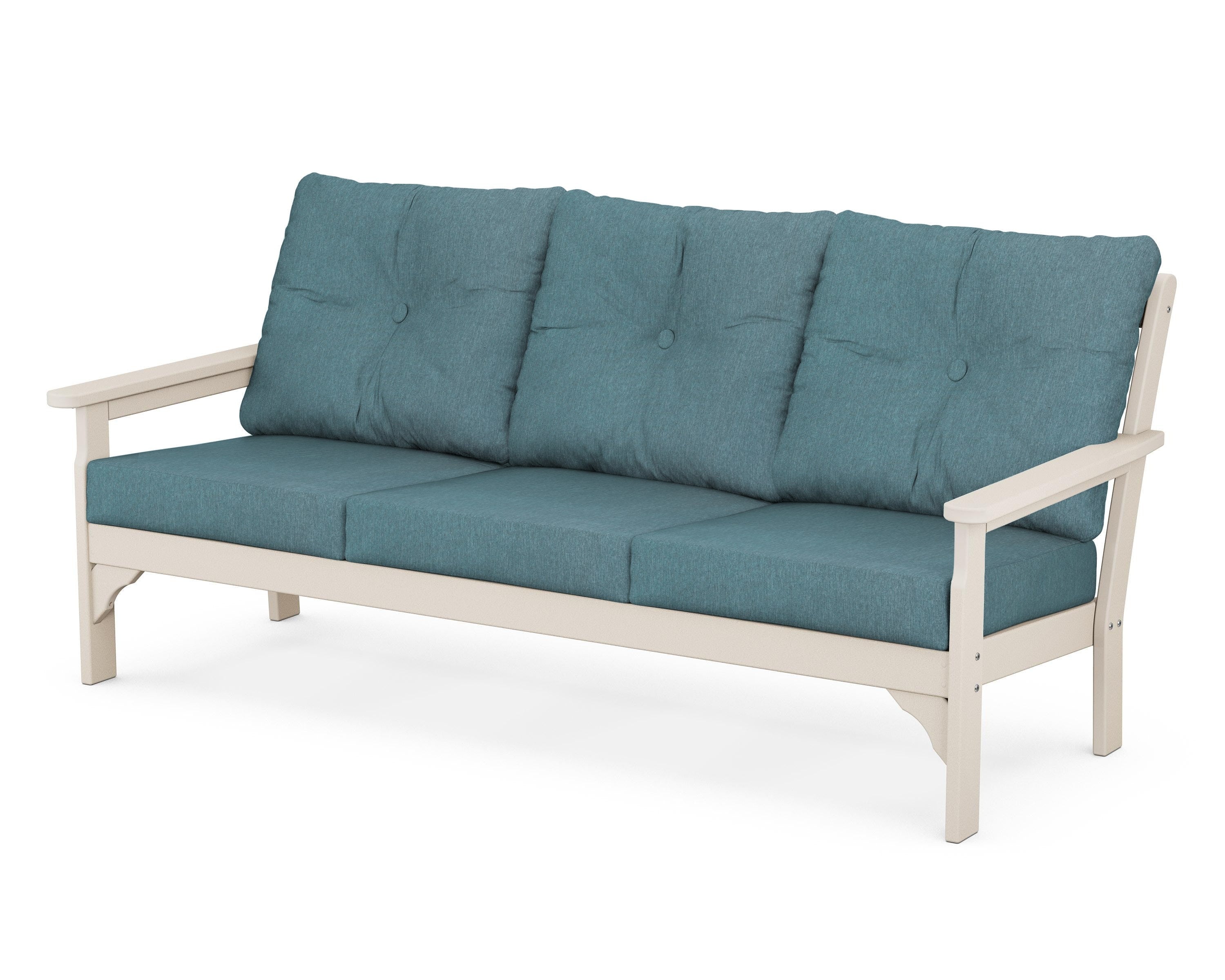 POLYWOOD® Vineyard Deep Seating Sofa in Sand / Ocean Teal