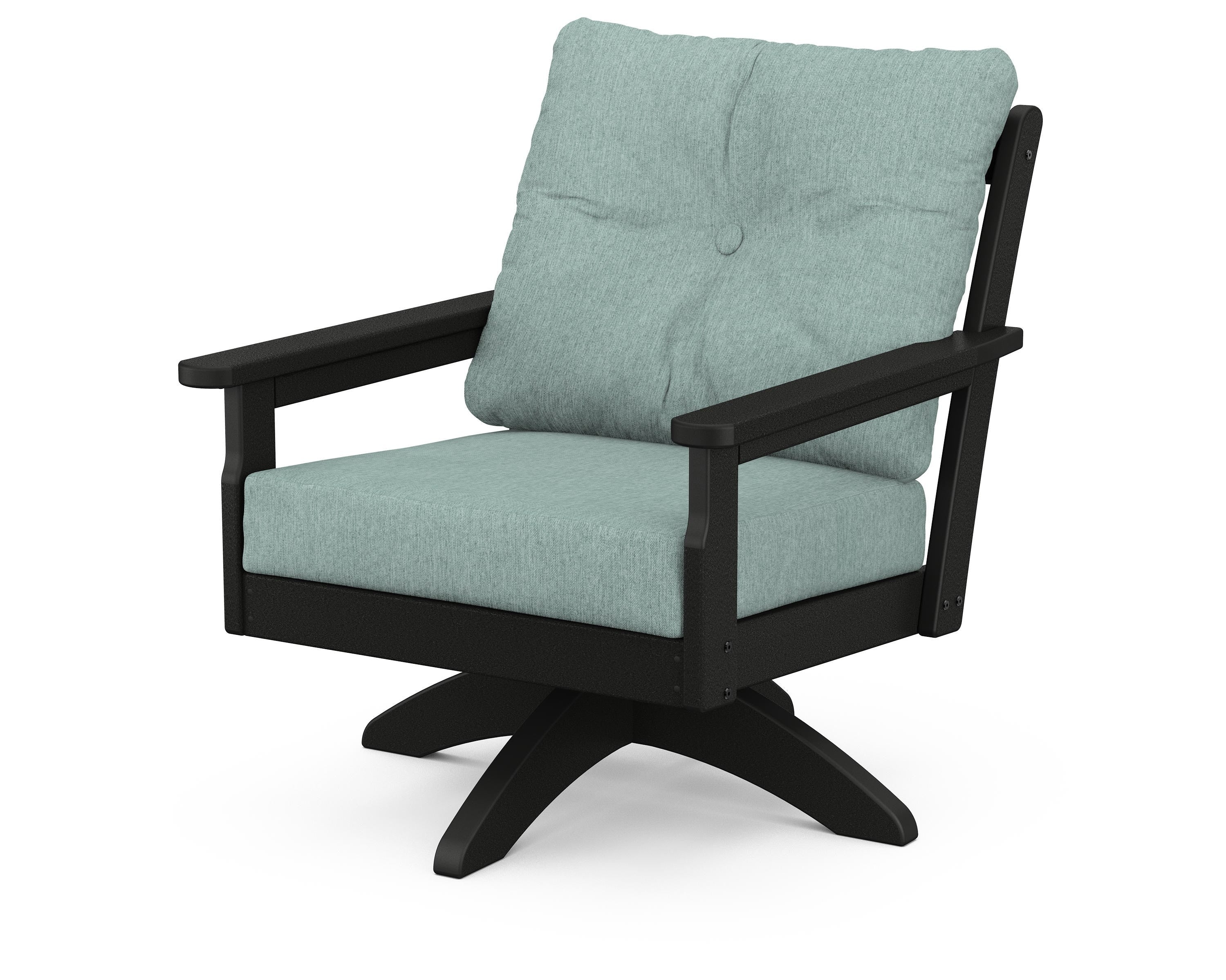 POLYWOOD® Vineyard Deep Seating Swivel Chair in Black / Glacier Spa