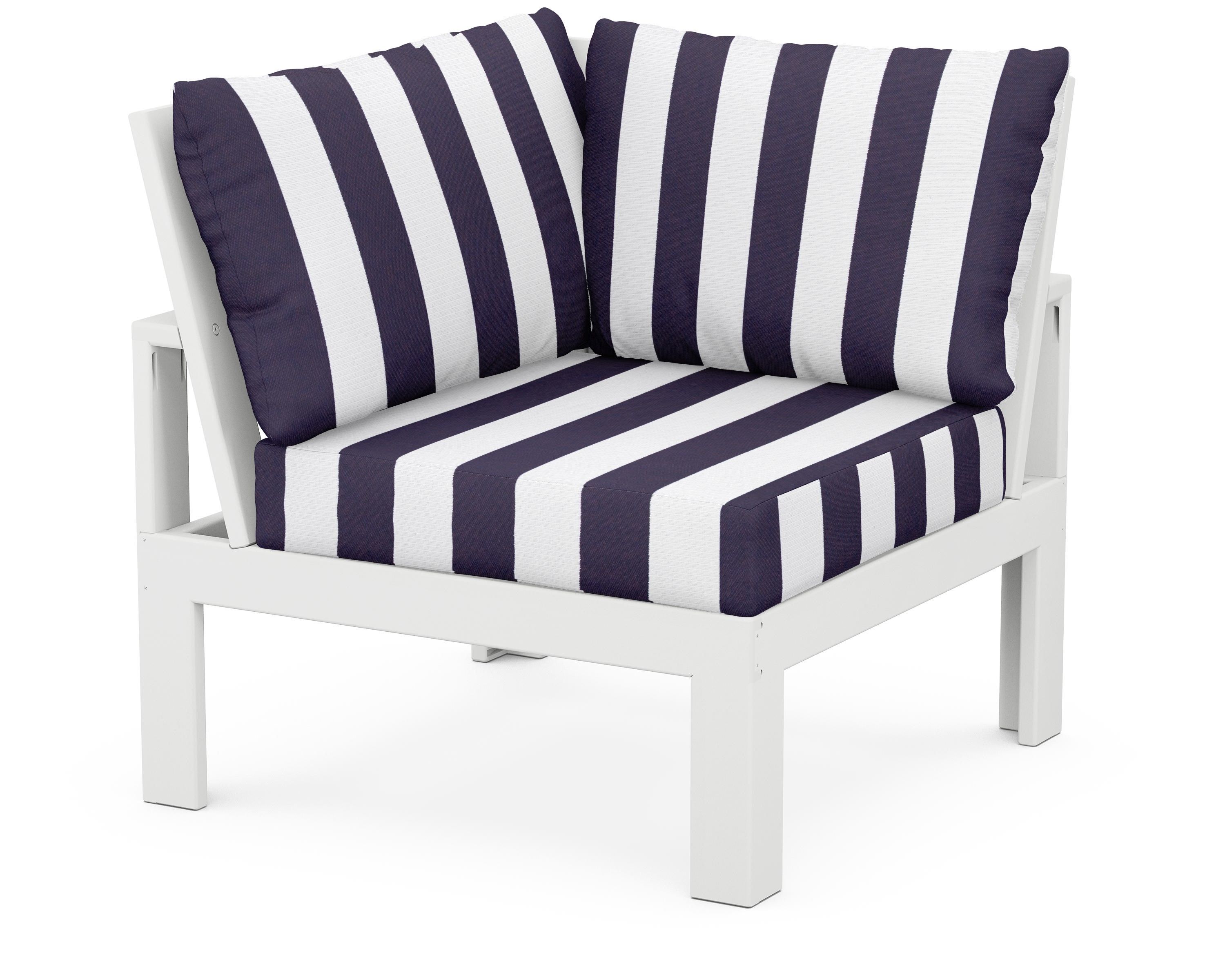 Unbranded Modular Corner Chair in White / Cabana Stripe Navy
