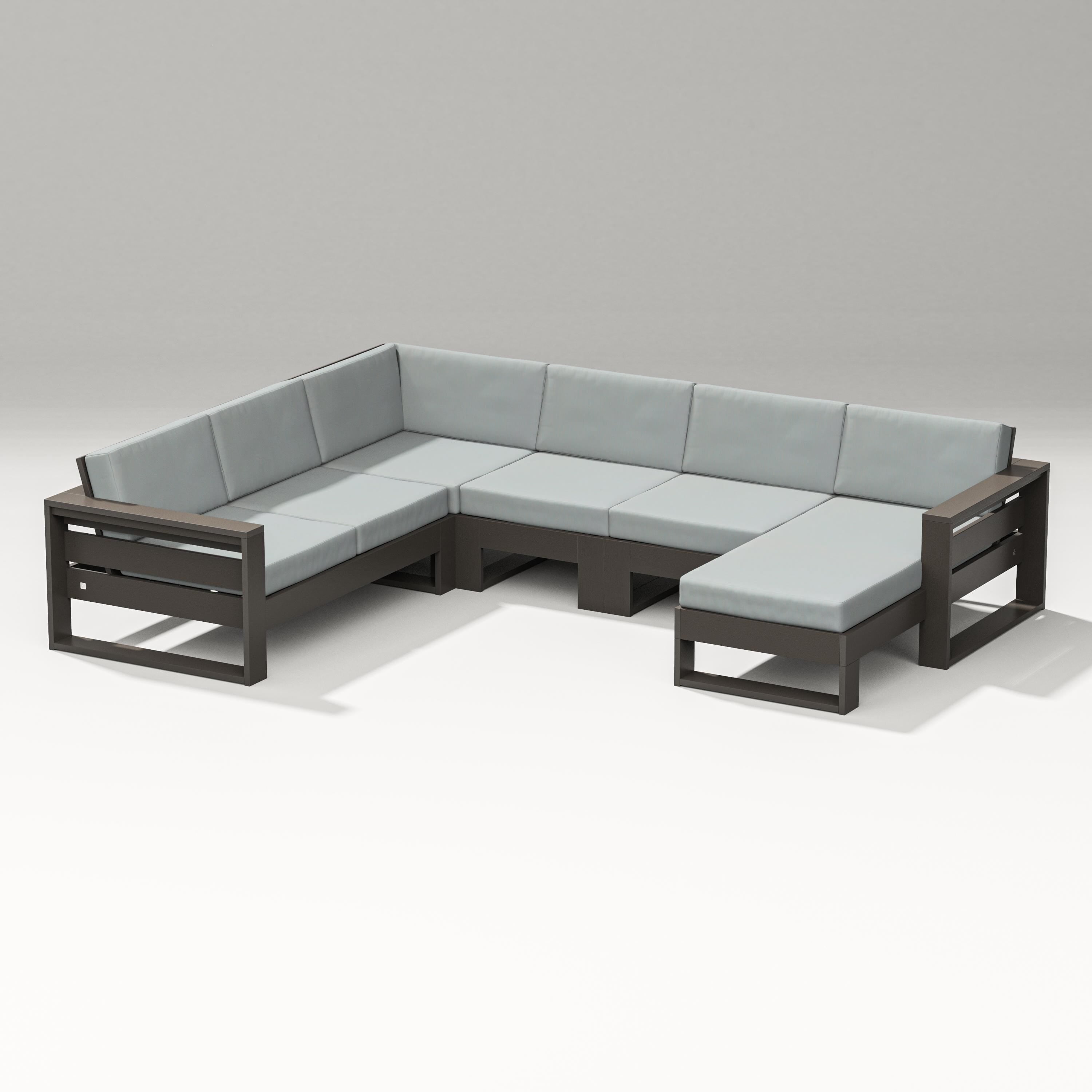 PW Designer Series Latitude Corner Sectional with Right Chaise in Vintage Coffee / Spa