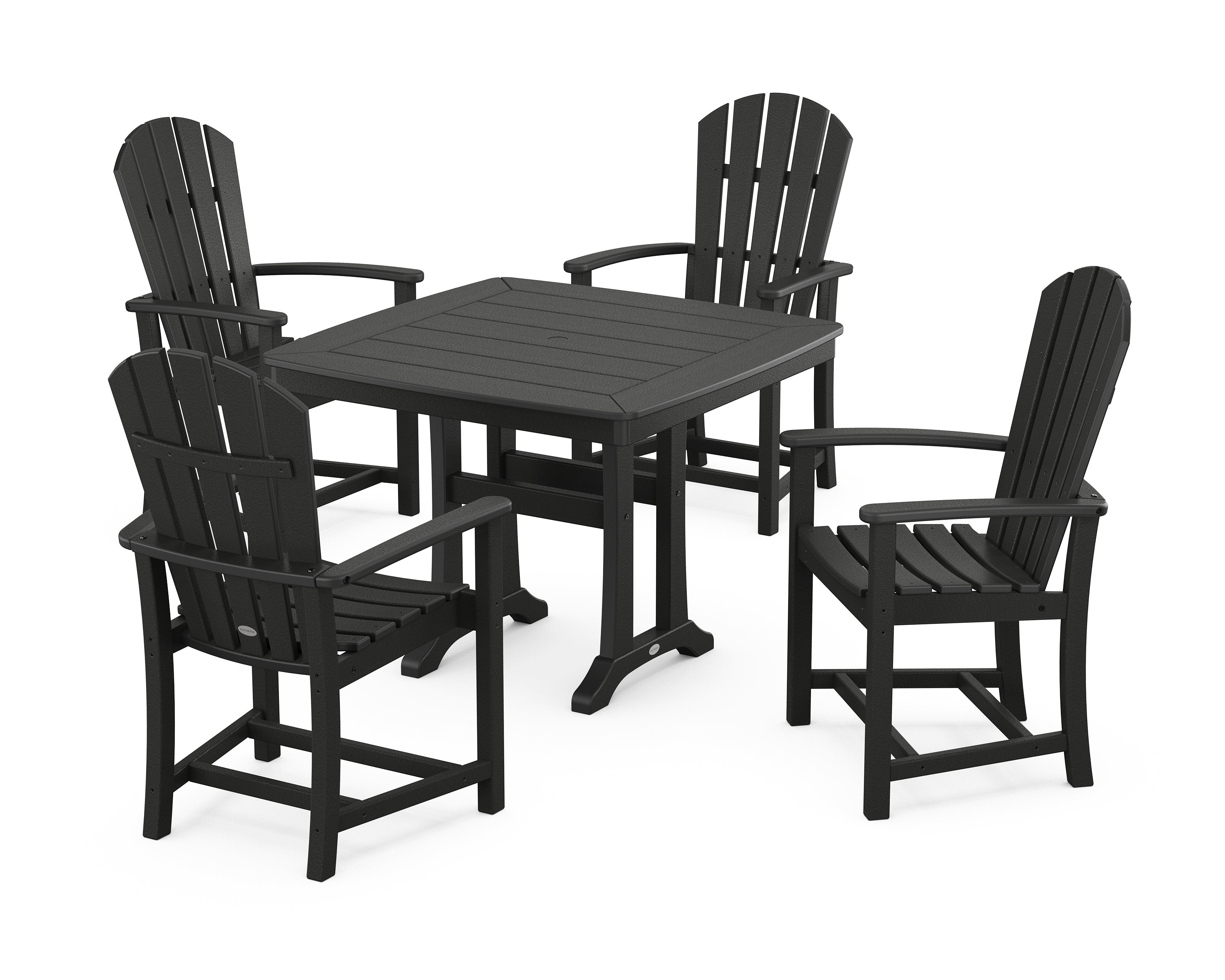 POLYWOOD® Palm Coast 5-Piece Dining Set with Trestle Legs in Black