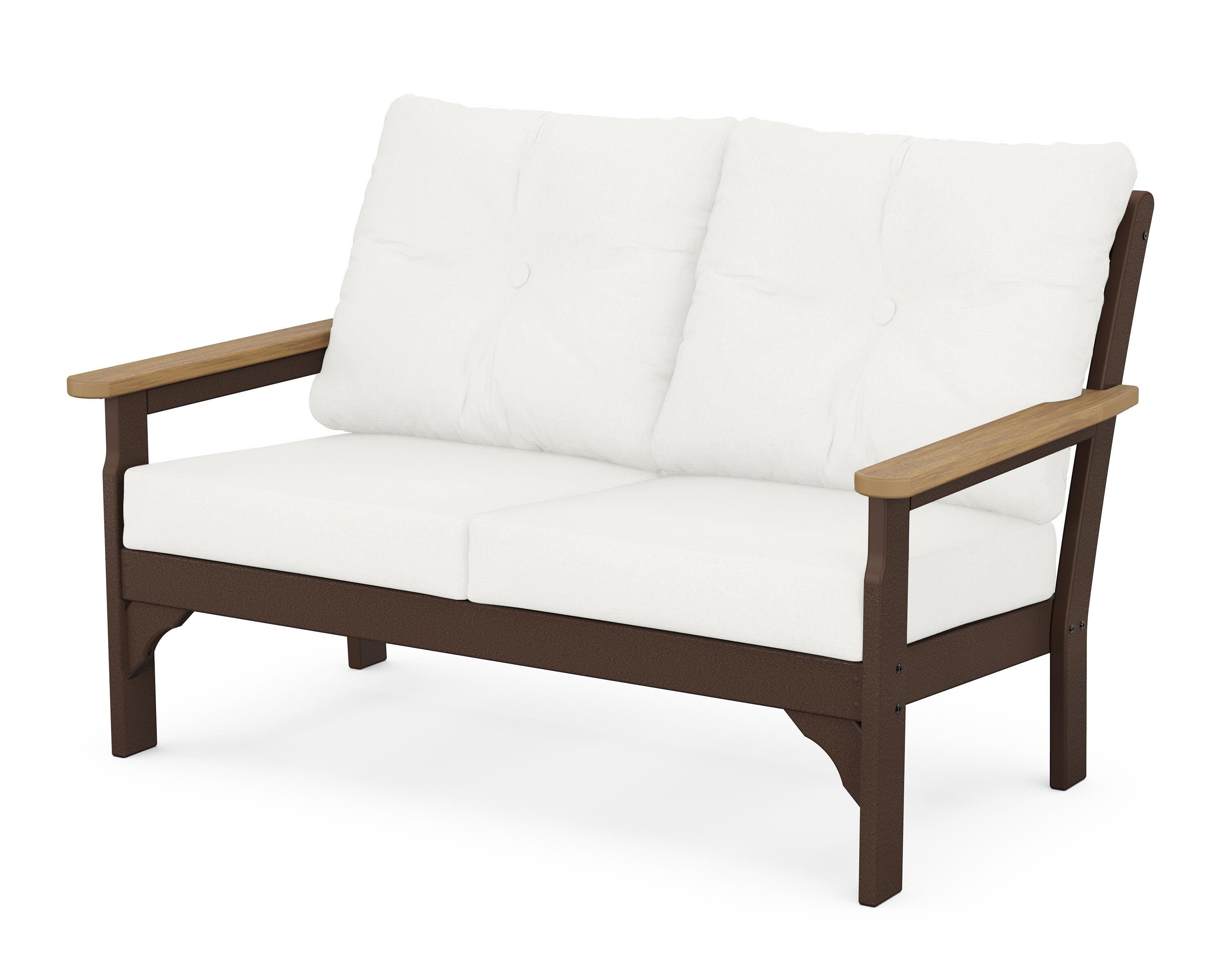 POLYWOOD® Vineyard Deep Seating Loveseat in Mahogany / Natural / Natural Linen