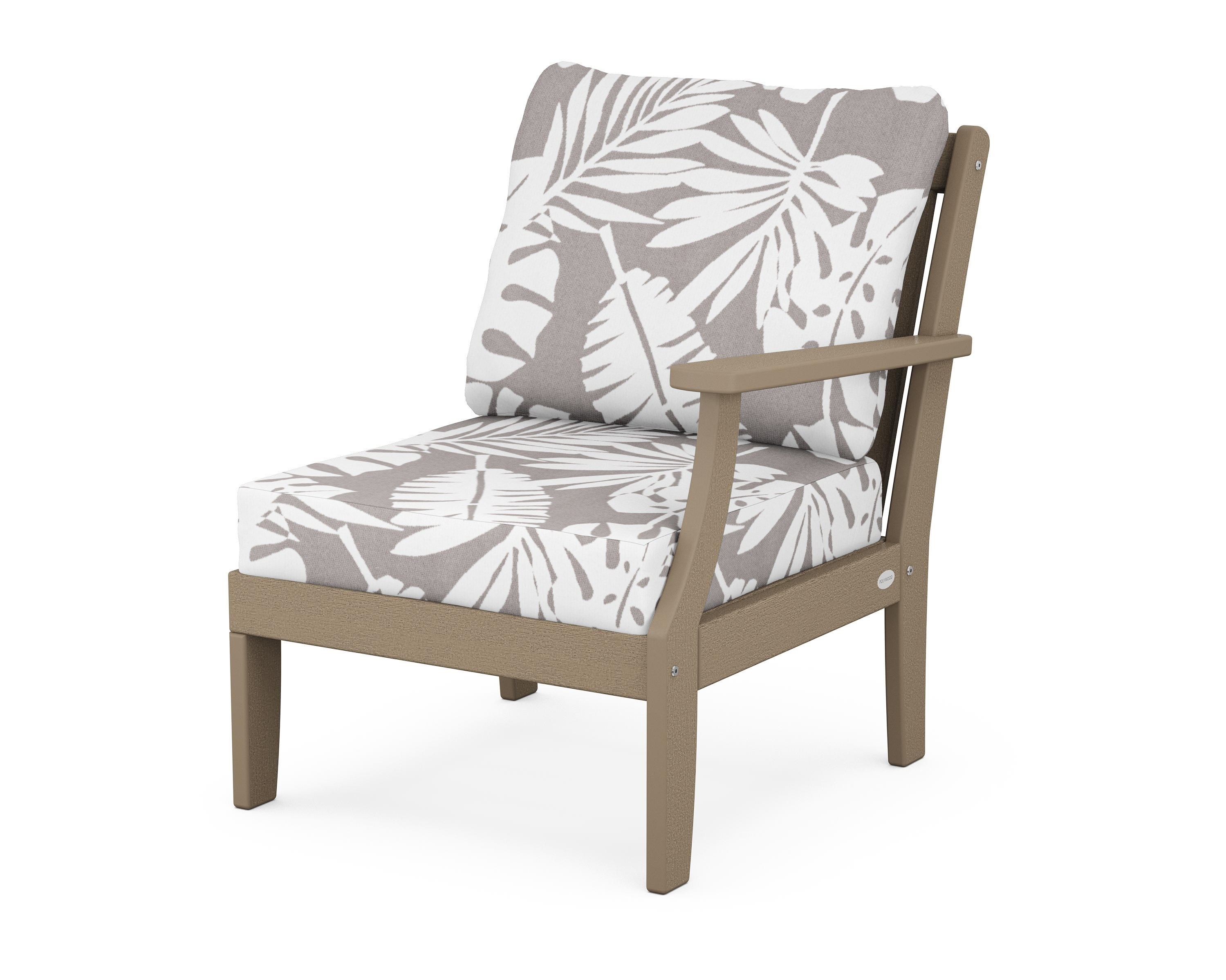 POLYWOOD® Braxton Modular Right Arm Chair in Vintage Sahara / Leaf Grey Mist