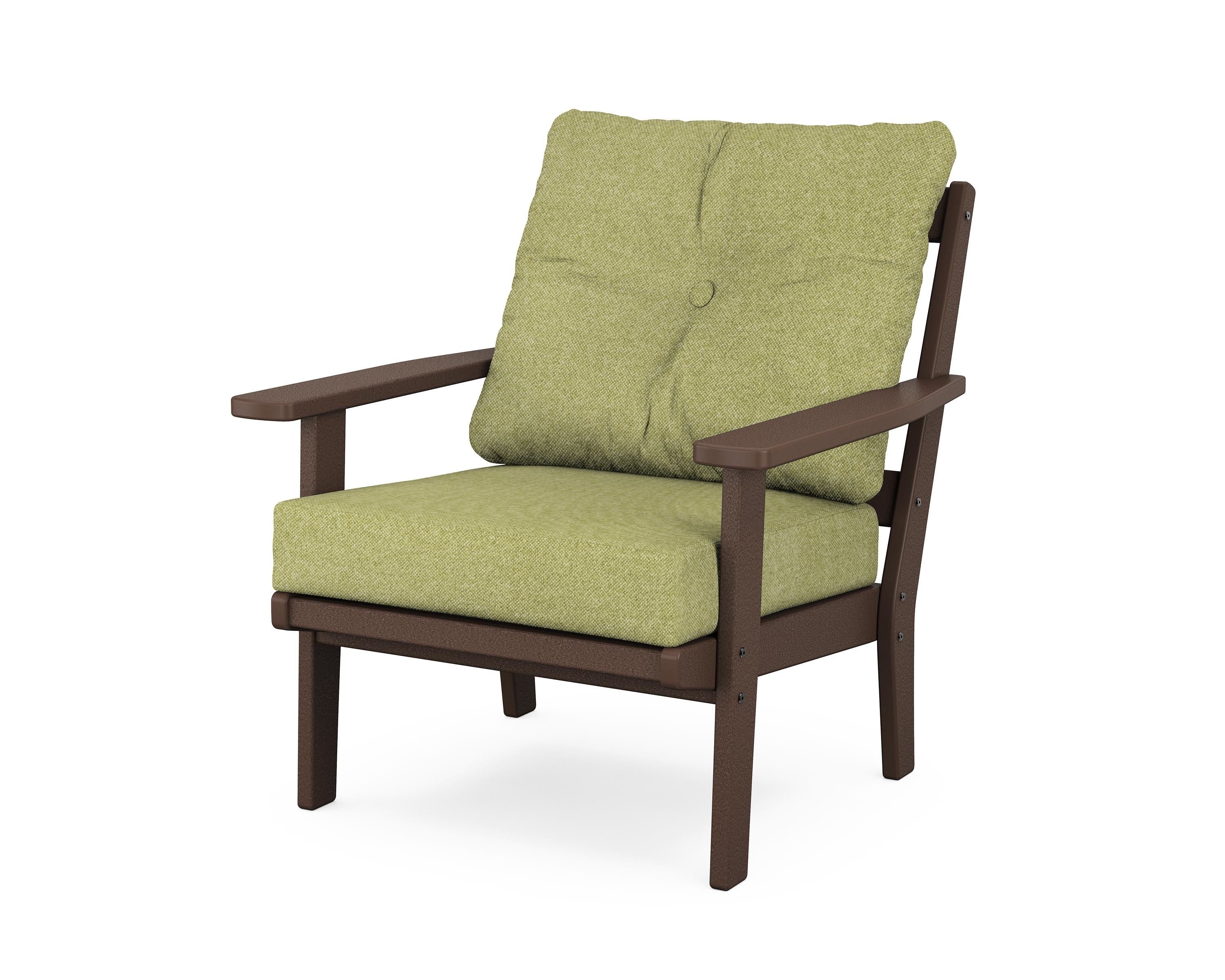 POLYWOOD® Prairie Deep Seating Chair in Mahogany / Chartreuse Boucle