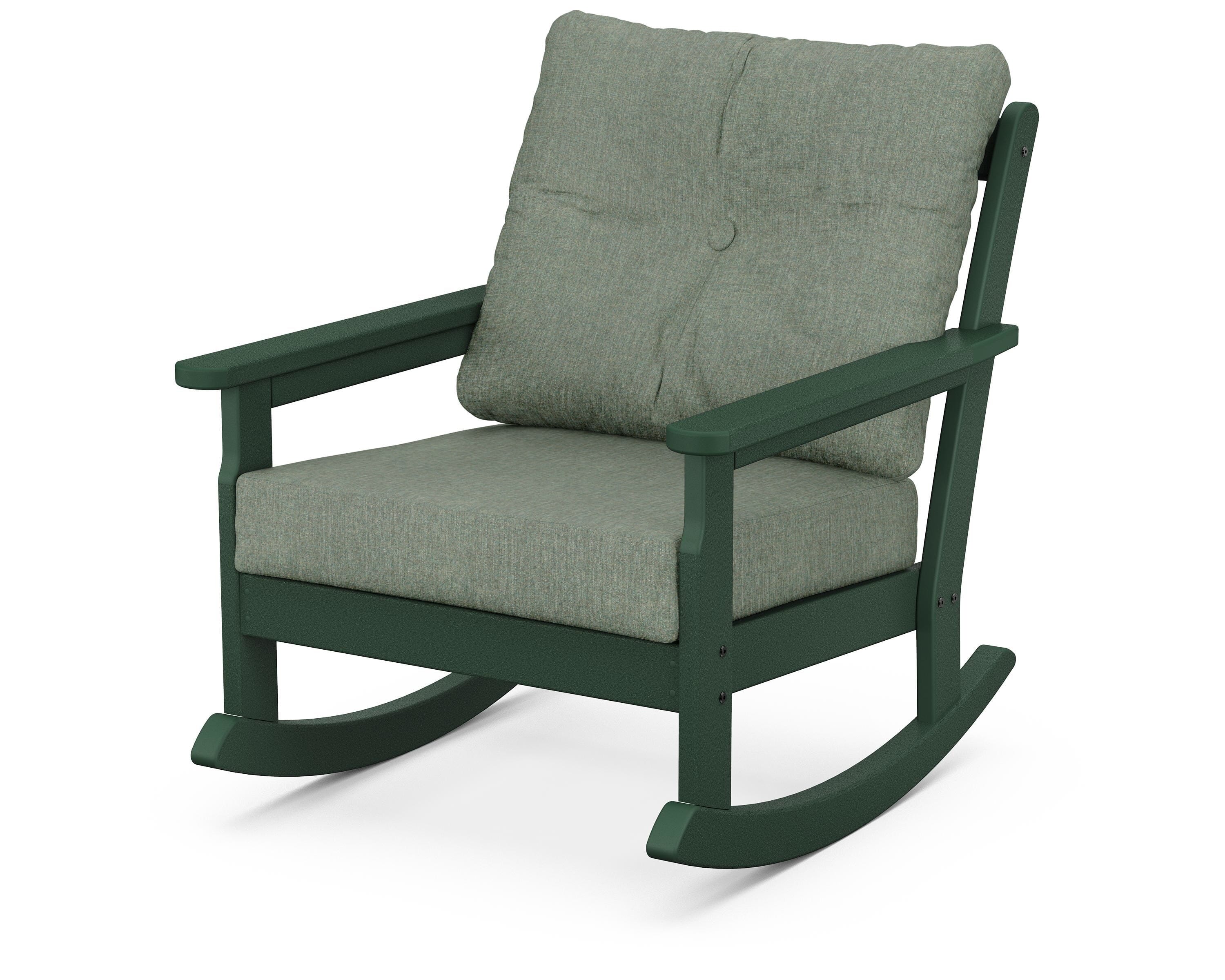 POLYWOOD® Vineyard Deep Seating Rocking Chair in Green / Cast Sage