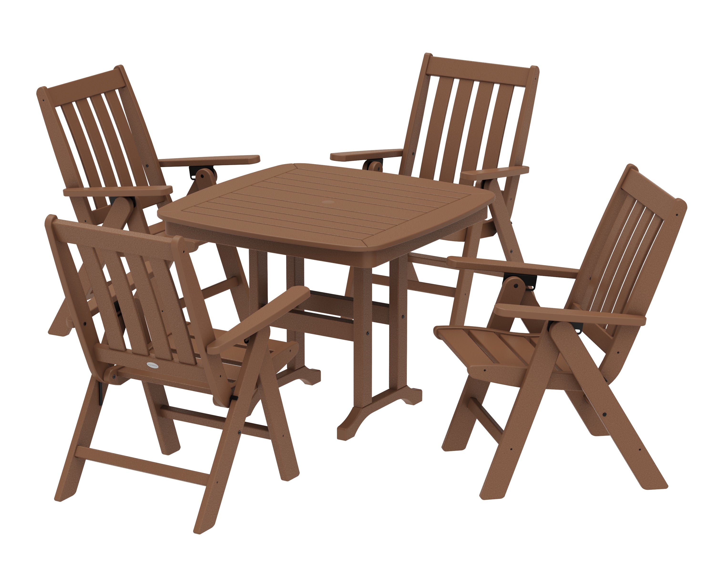 POLYWOOD® Vineyard Folding Chair 5-Piece Dining Set in Teak