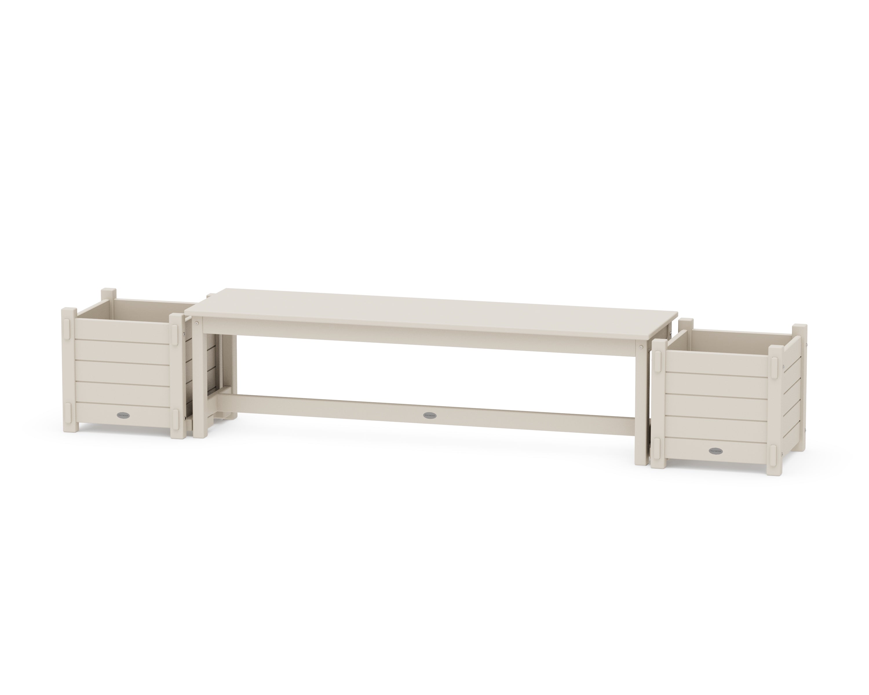 POLYWOOD® 60" Nautical Straight Planter Bench Set in Sand