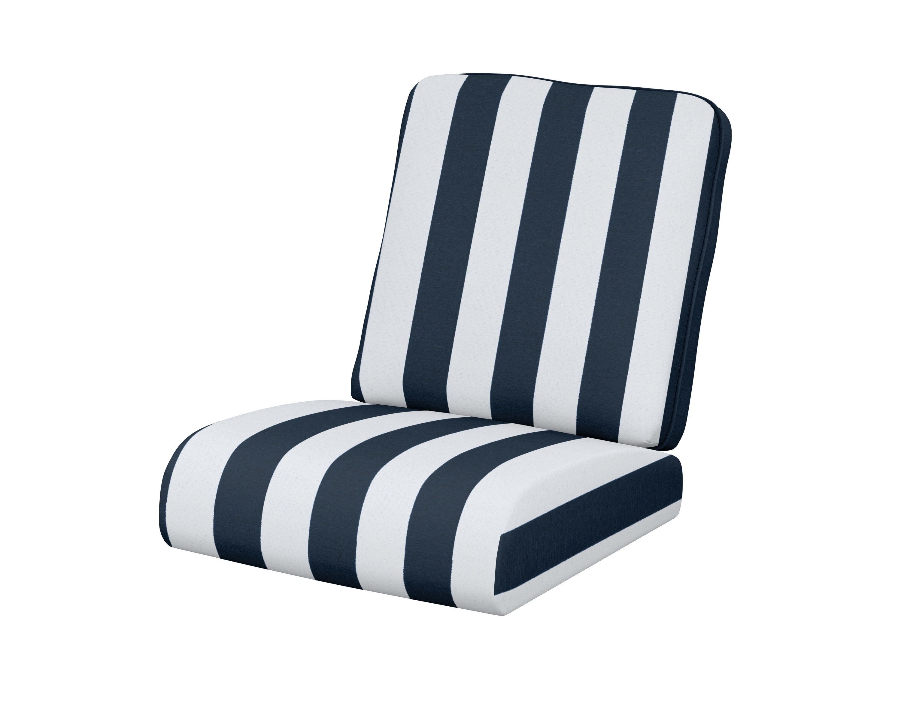 POLYWOOD® Club Seat/Back Cushion in Cabana Stripe Marine Indigo