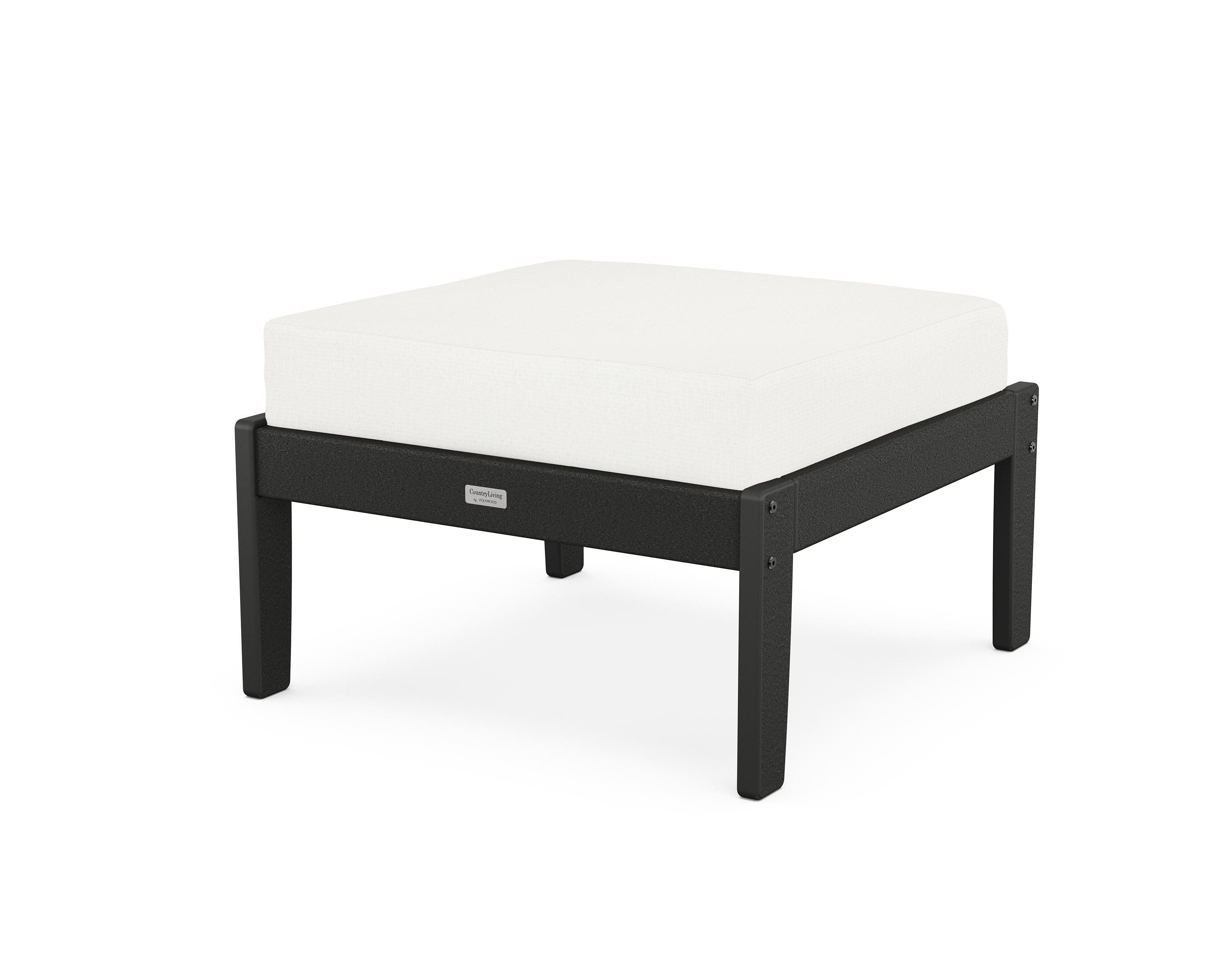 Country Living Cottage Deep Seating Ottoman in Black / Natural Linen